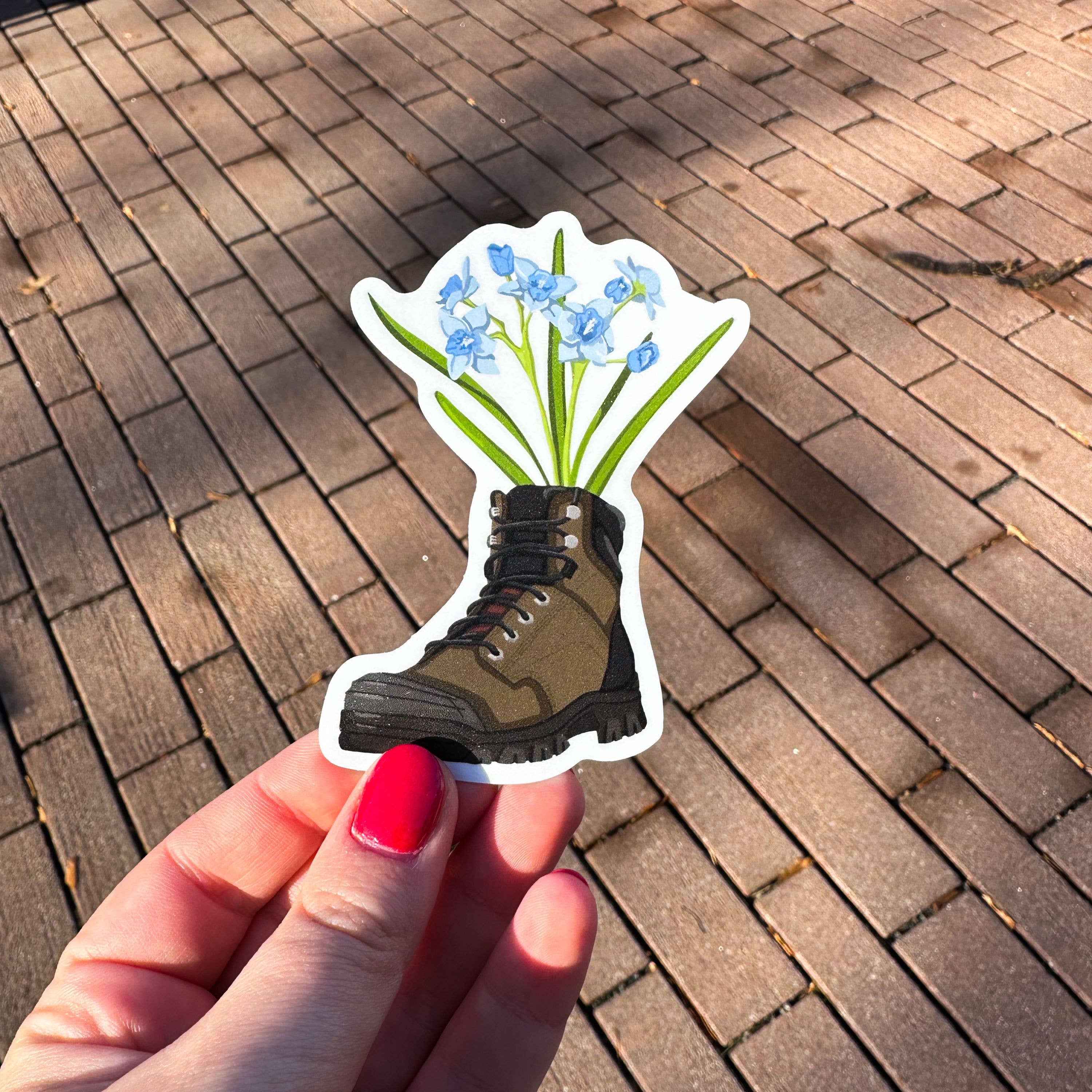Hiking Boot Flower Sticker