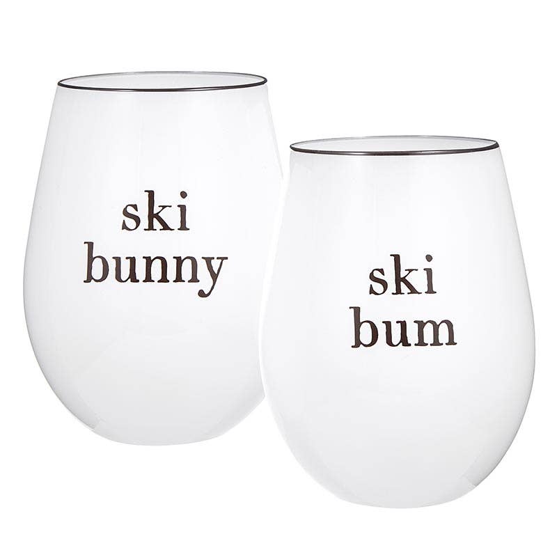 Face To Face Wine Glasses - Ski Bunny/Ski Bum - Set of 2
