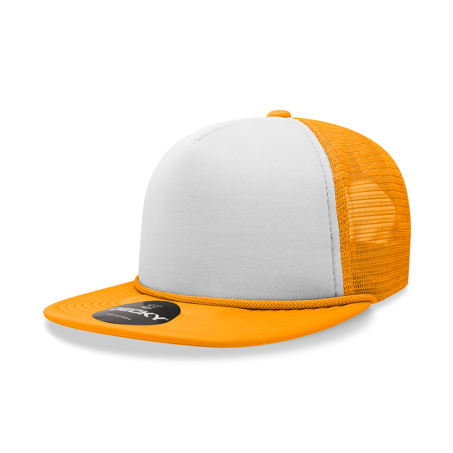 Decky 224 Blank 2-Tone Flat Bill Foam Trucker Hat: Orange
