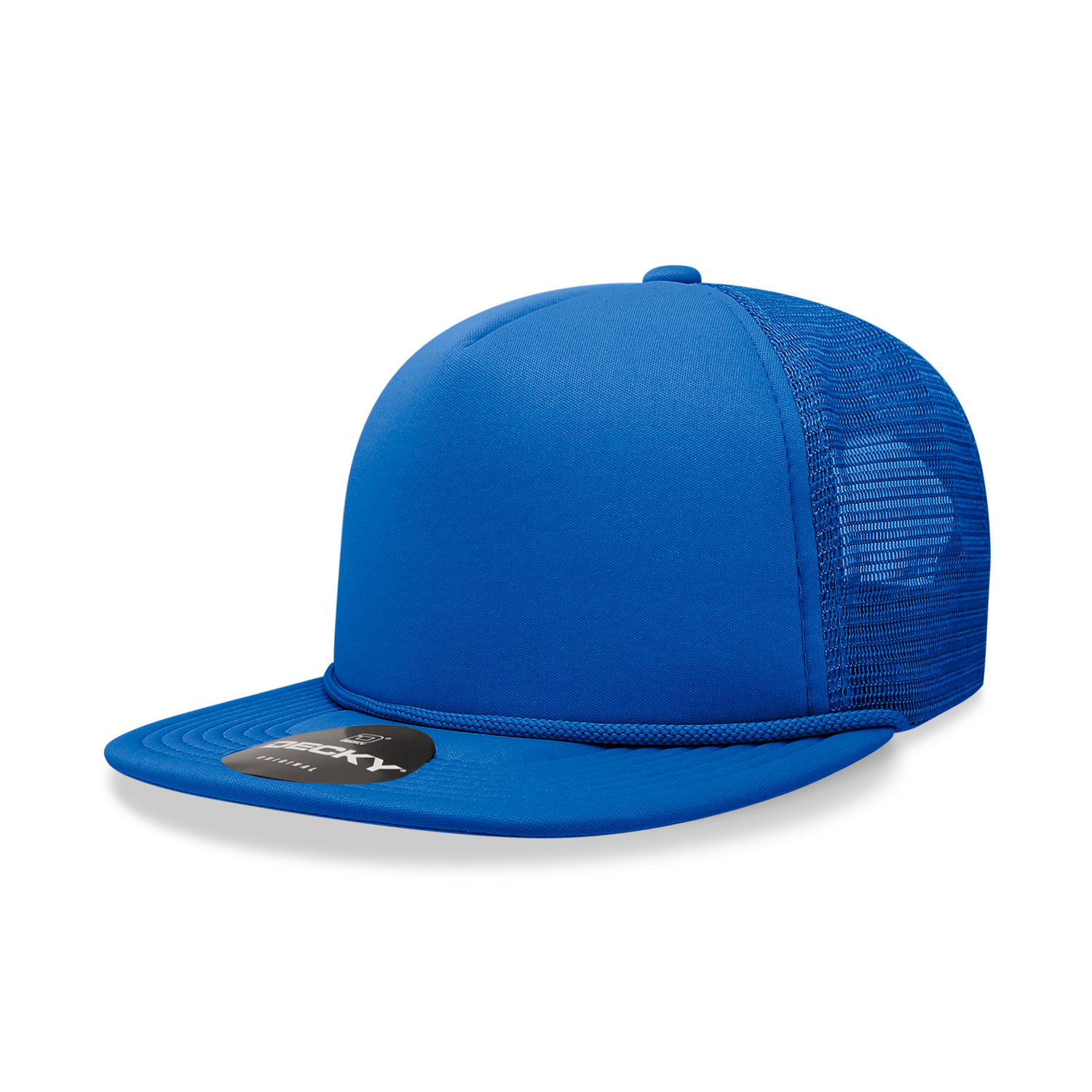 Decky 223 Blank Solid Color, Flat Bill Foam Trucker Hat: Cardinal