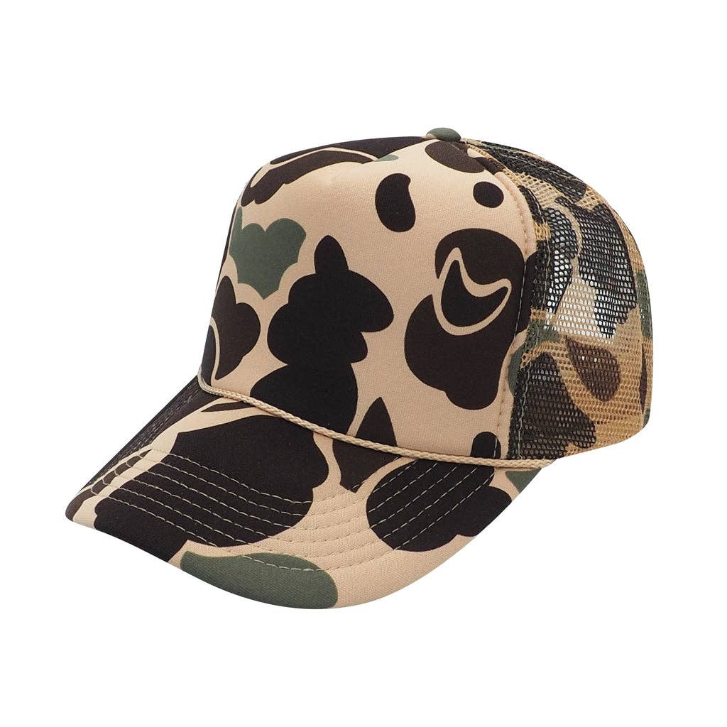 Nissun Camo Camouflage Foam Trucker Hat 5-Panel Trucker Cap - CSC CPC: Brown Camo/Beige