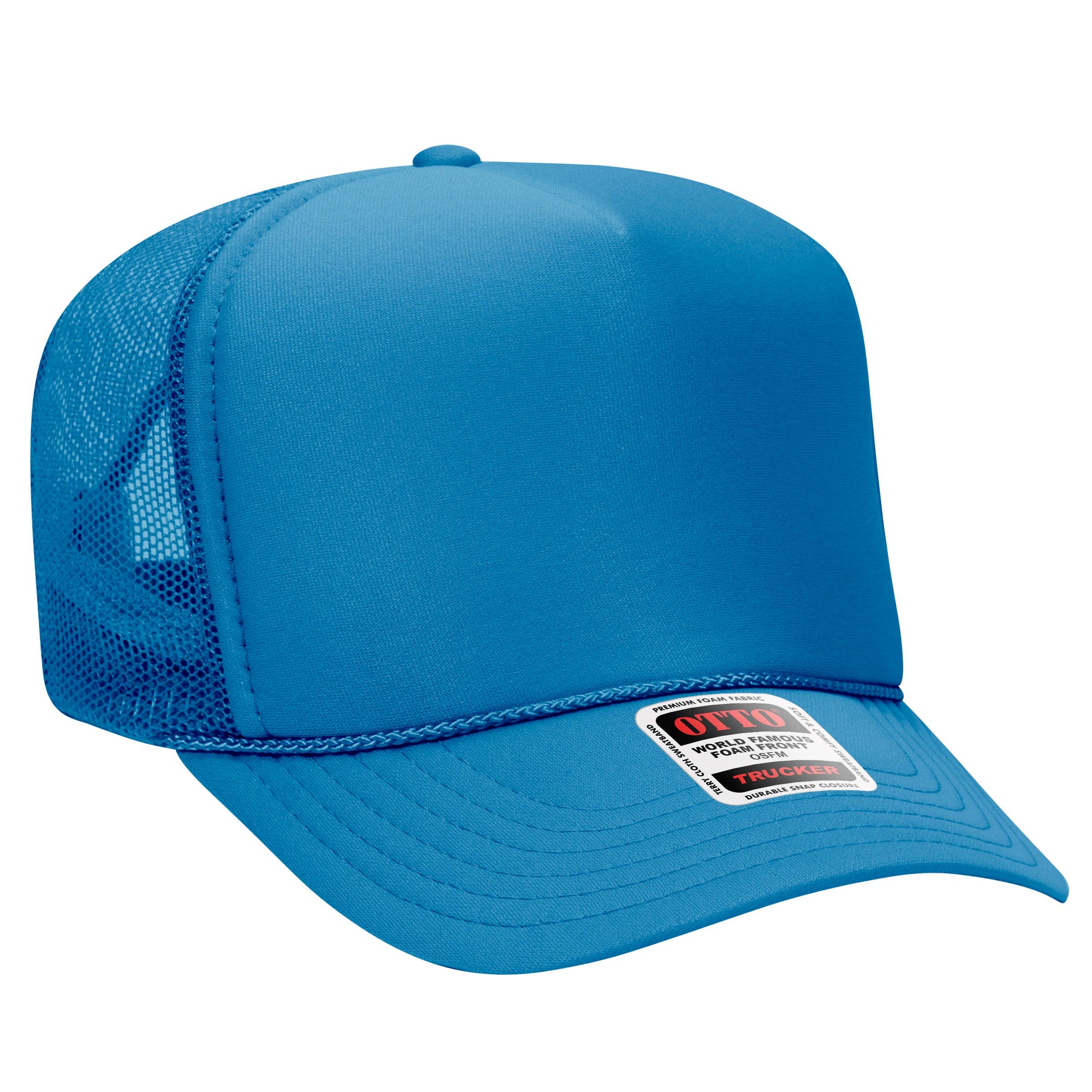 Otto 5-Panel High Crown Foam Trucker Hats, Mesh Back Cap - 39-165: Red/Wht/Ryl