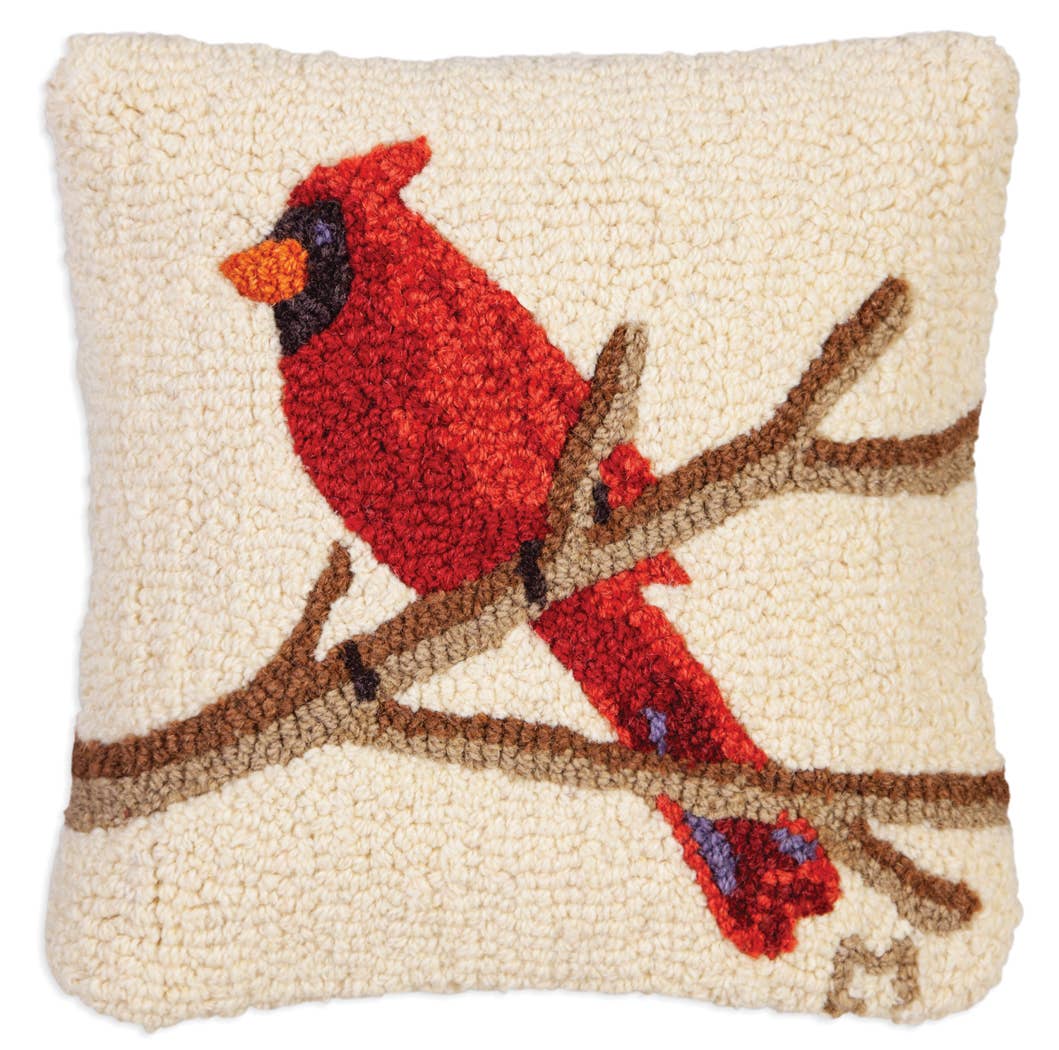 Cardinal on White Wool Throw/Decorative Pillow