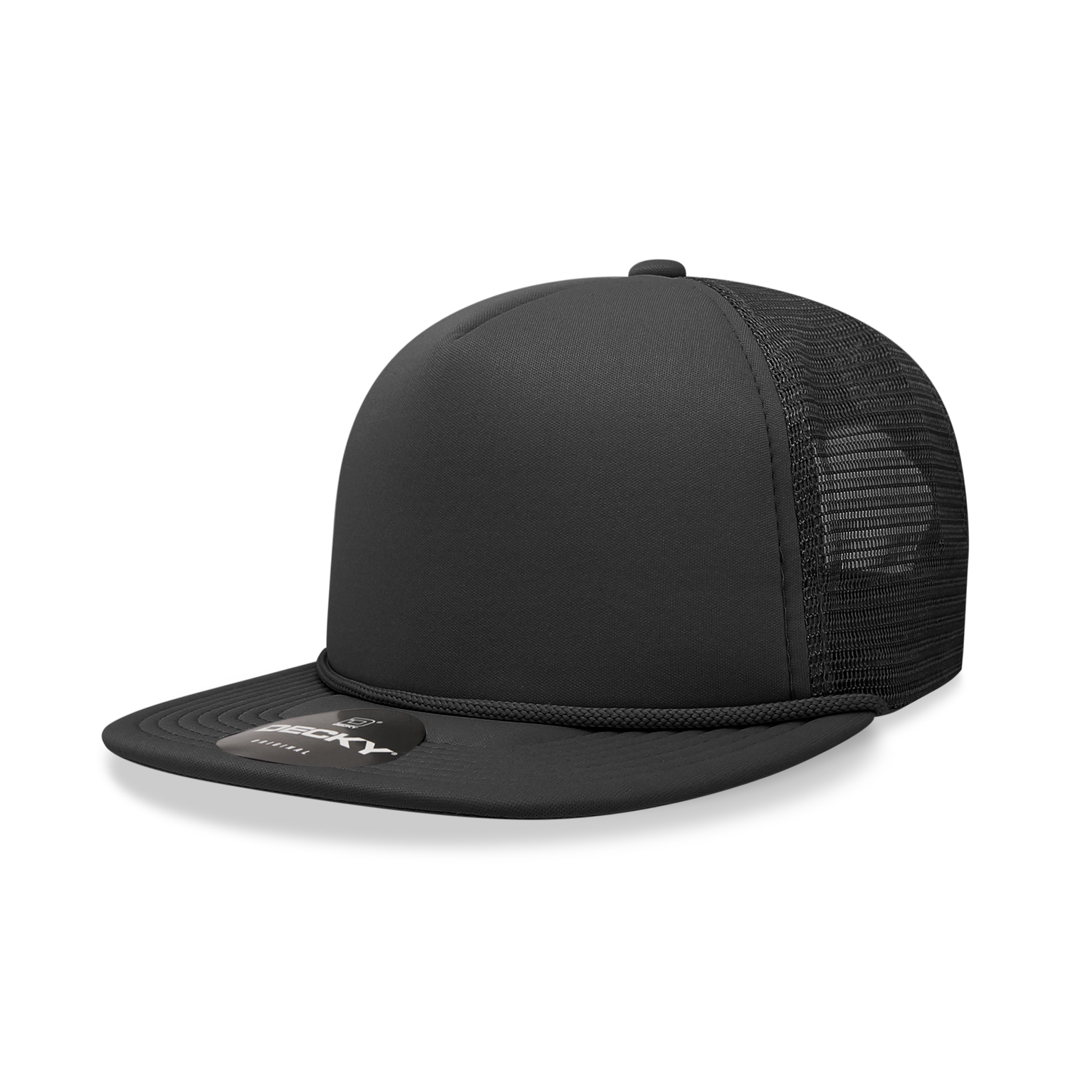 Decky 223 Blank Solid Color, Flat Bill Foam Trucker Hat: Cardinal