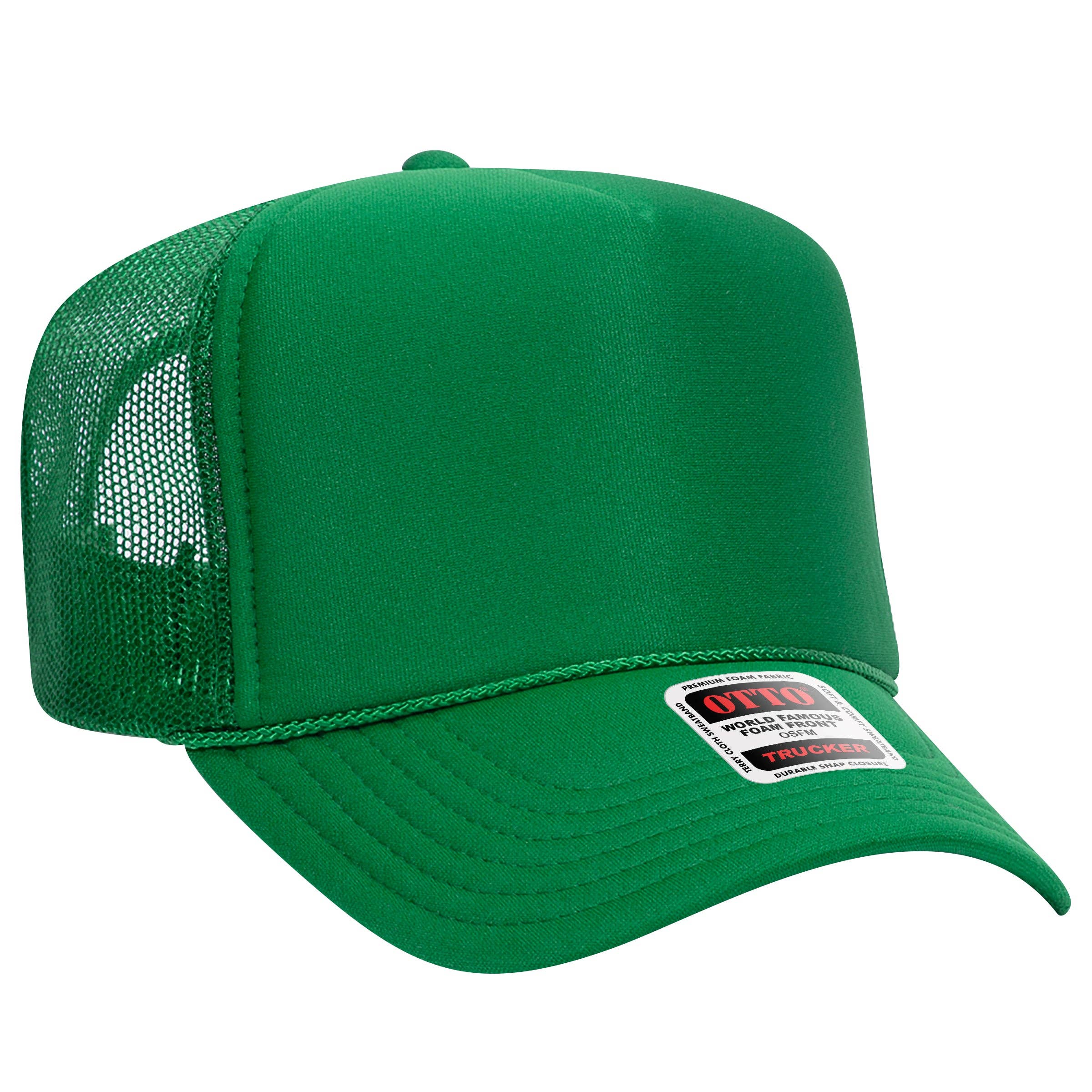 Otto 5-Panel High Crown Foam Trucker Hats, Mesh Back Cap - 39-165: Red/Wht/Ryl