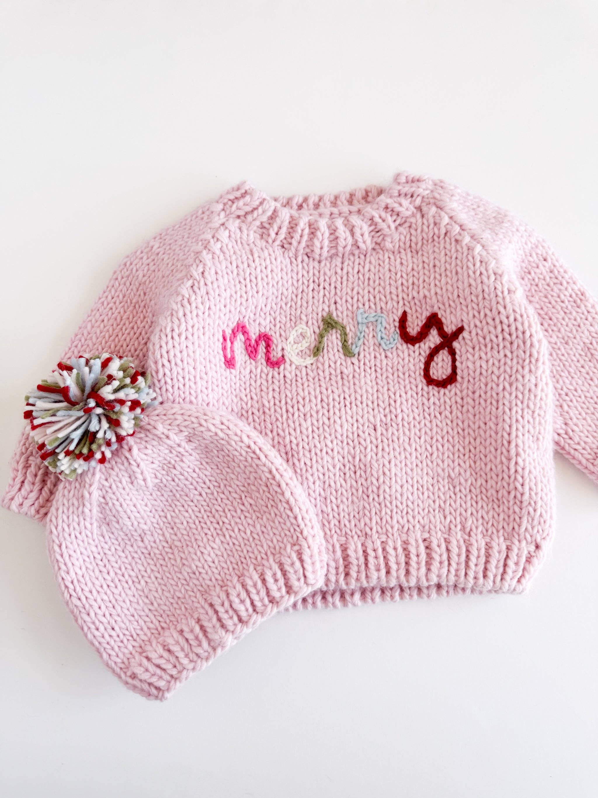 Merry Baby Sweater Pink Christmas Holiday Apparel Gift: M; 2-3Y