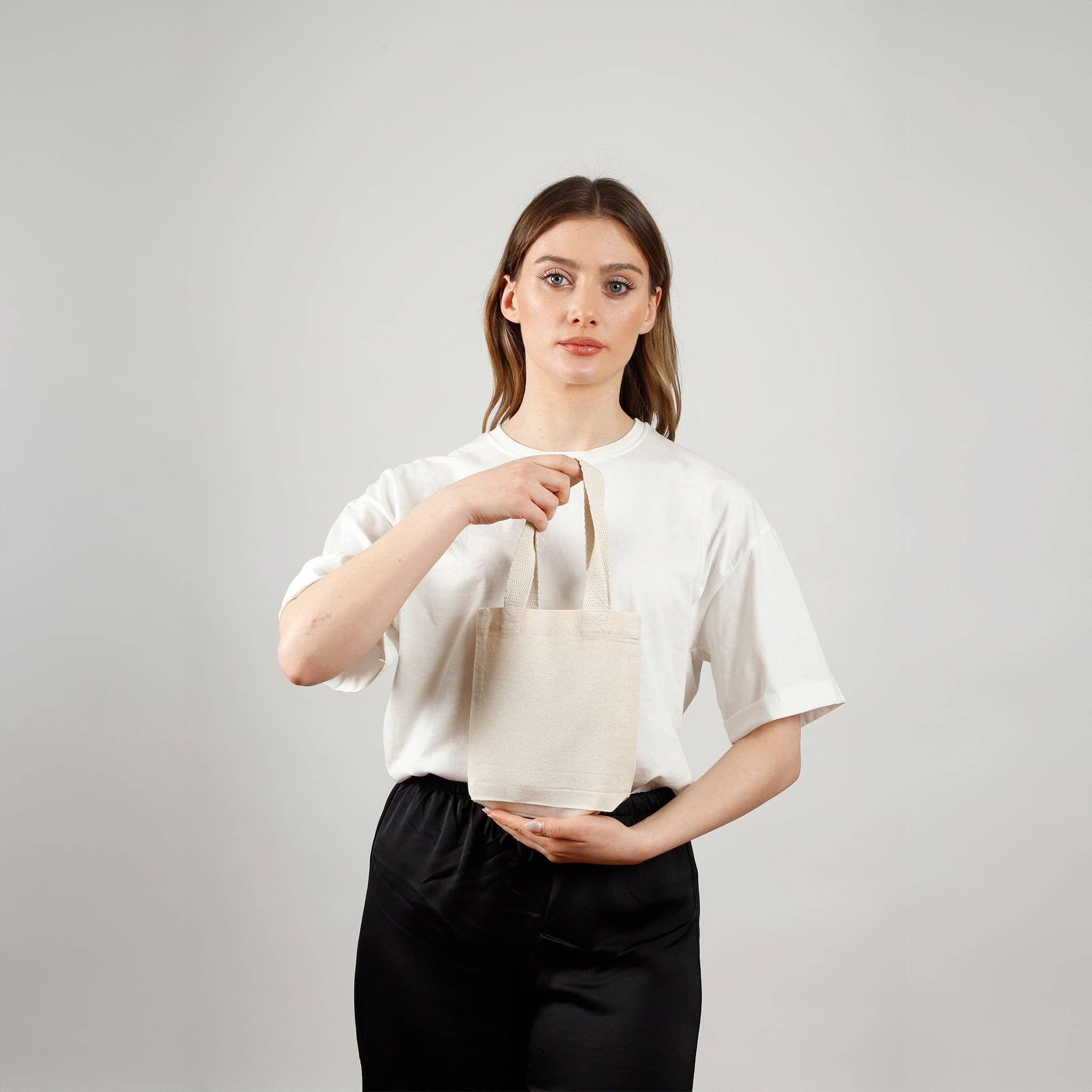 TBF Mini 8" Canvas Tote - TC208: Natural
