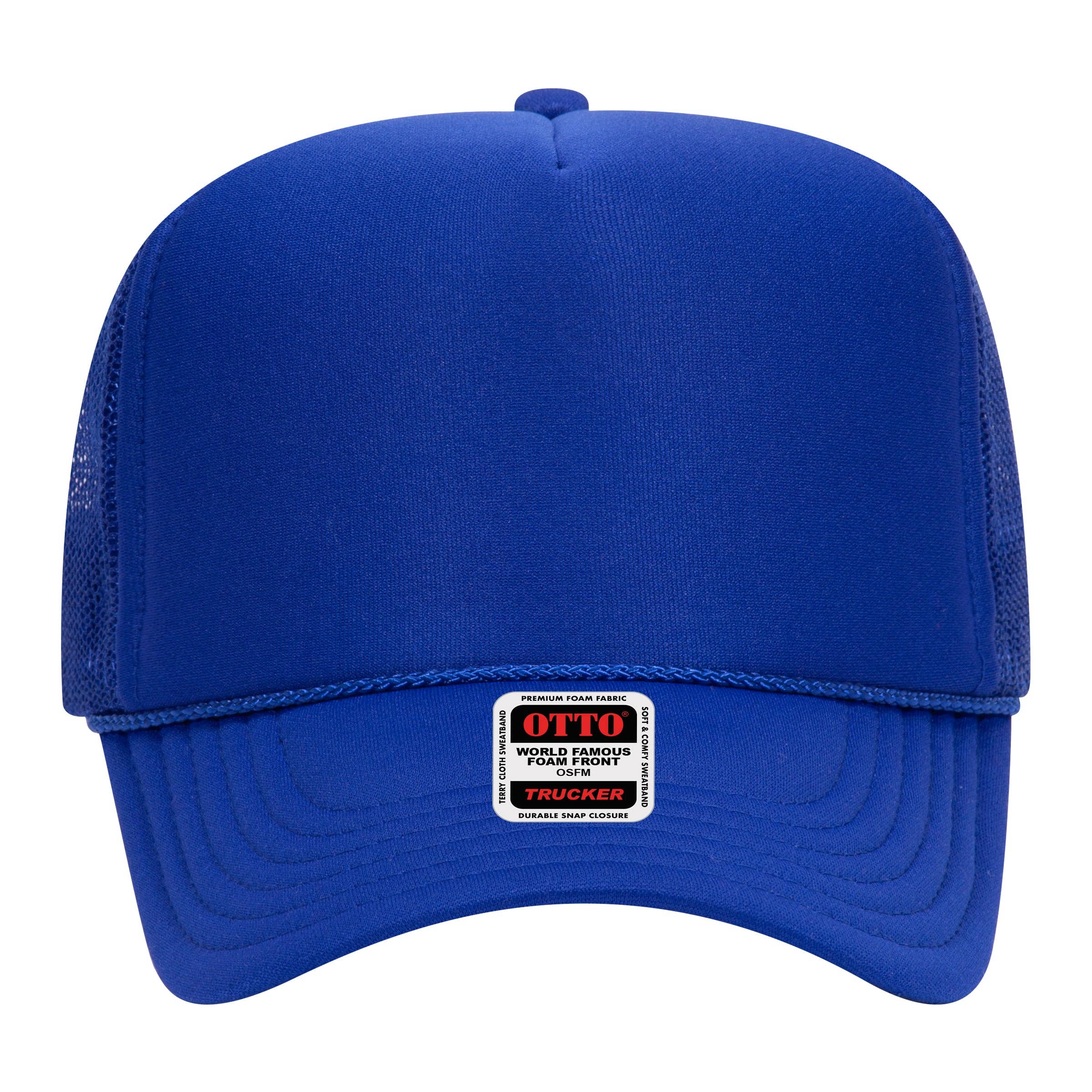 Otto 5-Panel High Crown Foam Trucker Hats, Mesh Back Cap - 39-165: Red/Wht/Ryl