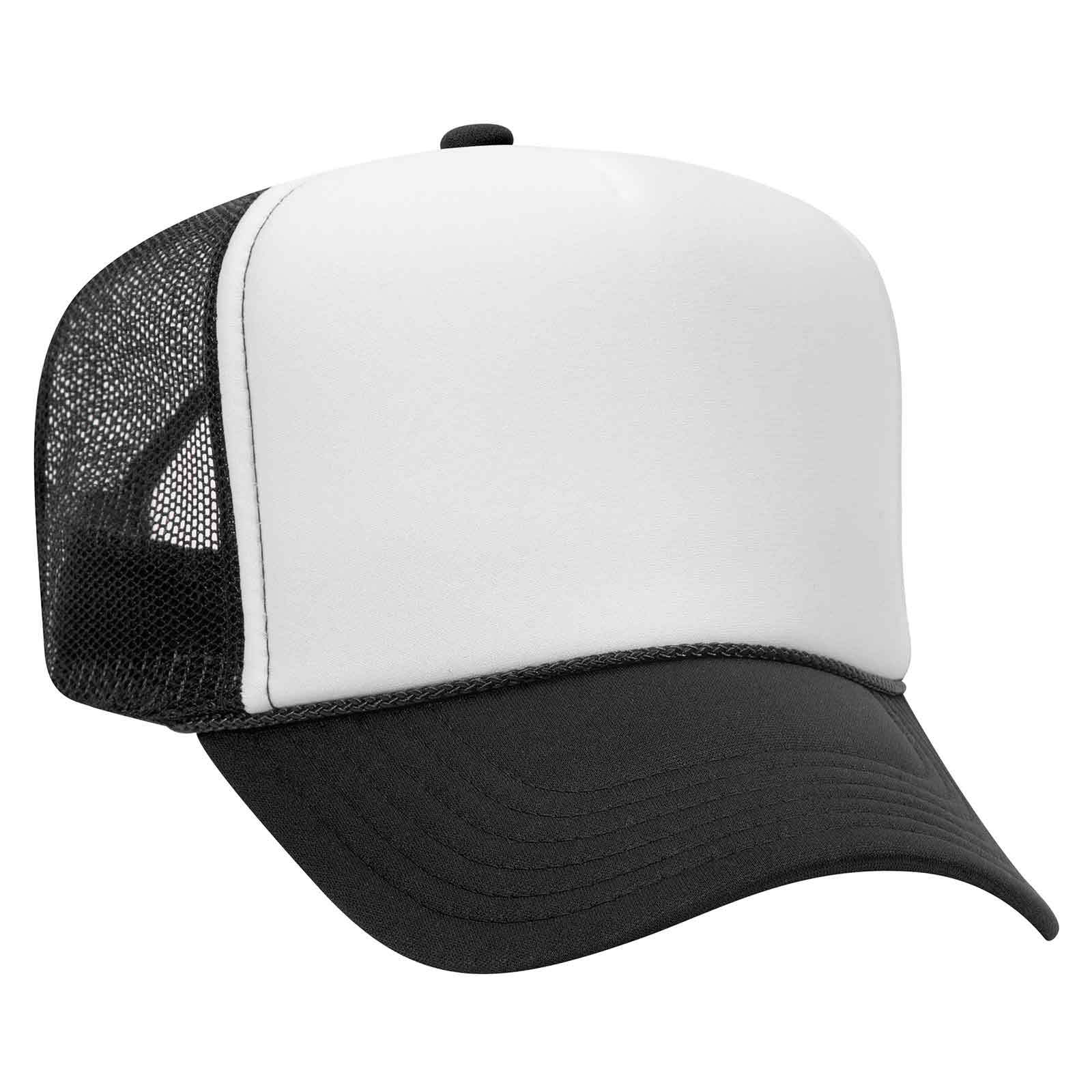 Otto 39-169 5 Panel High Crown Mesh Back Foam Trucker Hat, Polyester Foam Cap: Mrn/Wht/Mrn