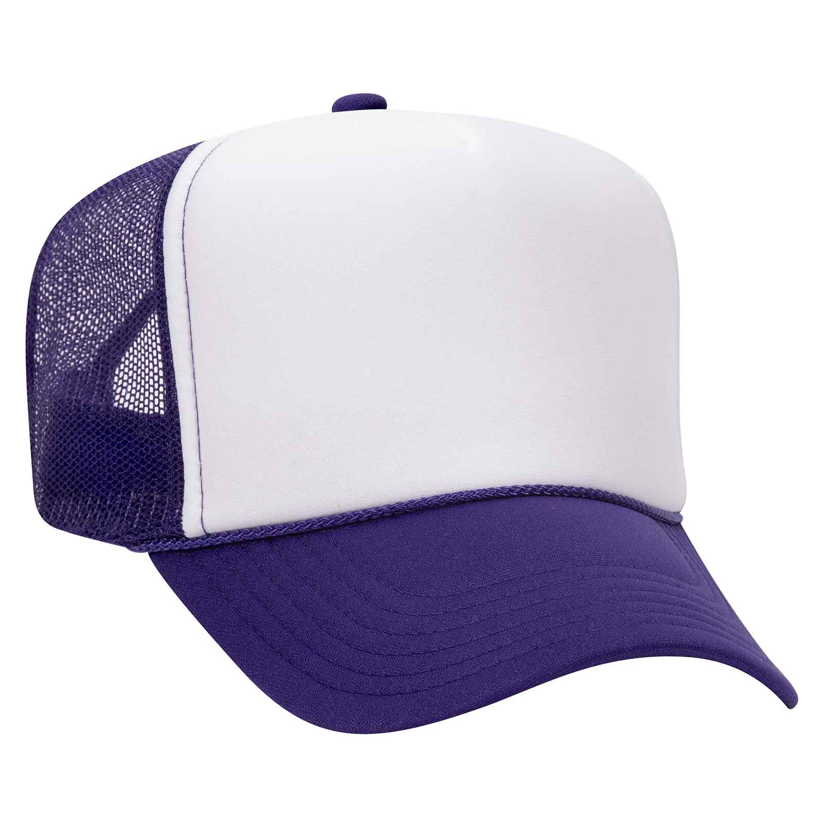 Otto 39-169 5 Panel High Crown Mesh Back Foam Trucker Hat, Polyester Foam Cap: Mrn/Wht/Mrn