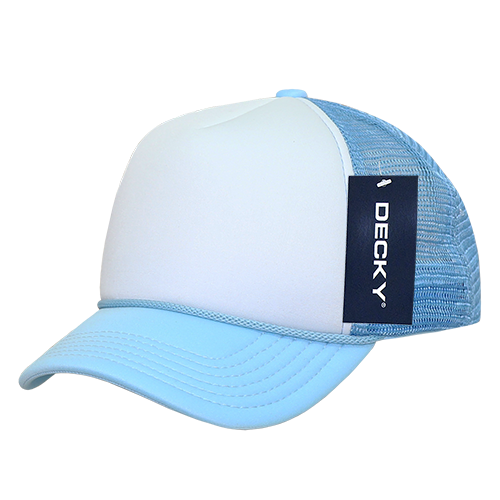 Decky 7010 - Kids, Youth Trucker Foam Hats, Mesh Back - 7010: Sky/White
