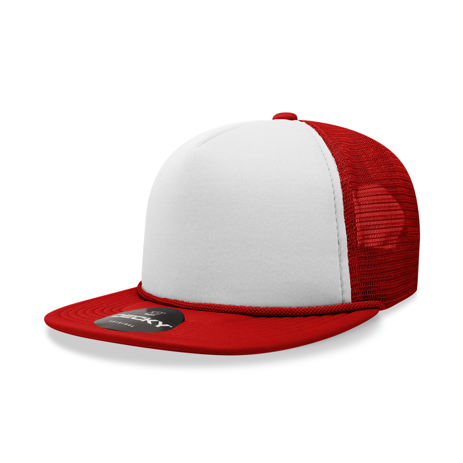 Decky 224 Blank 2-Tone Flat Bill Foam Trucker Hat: Orange