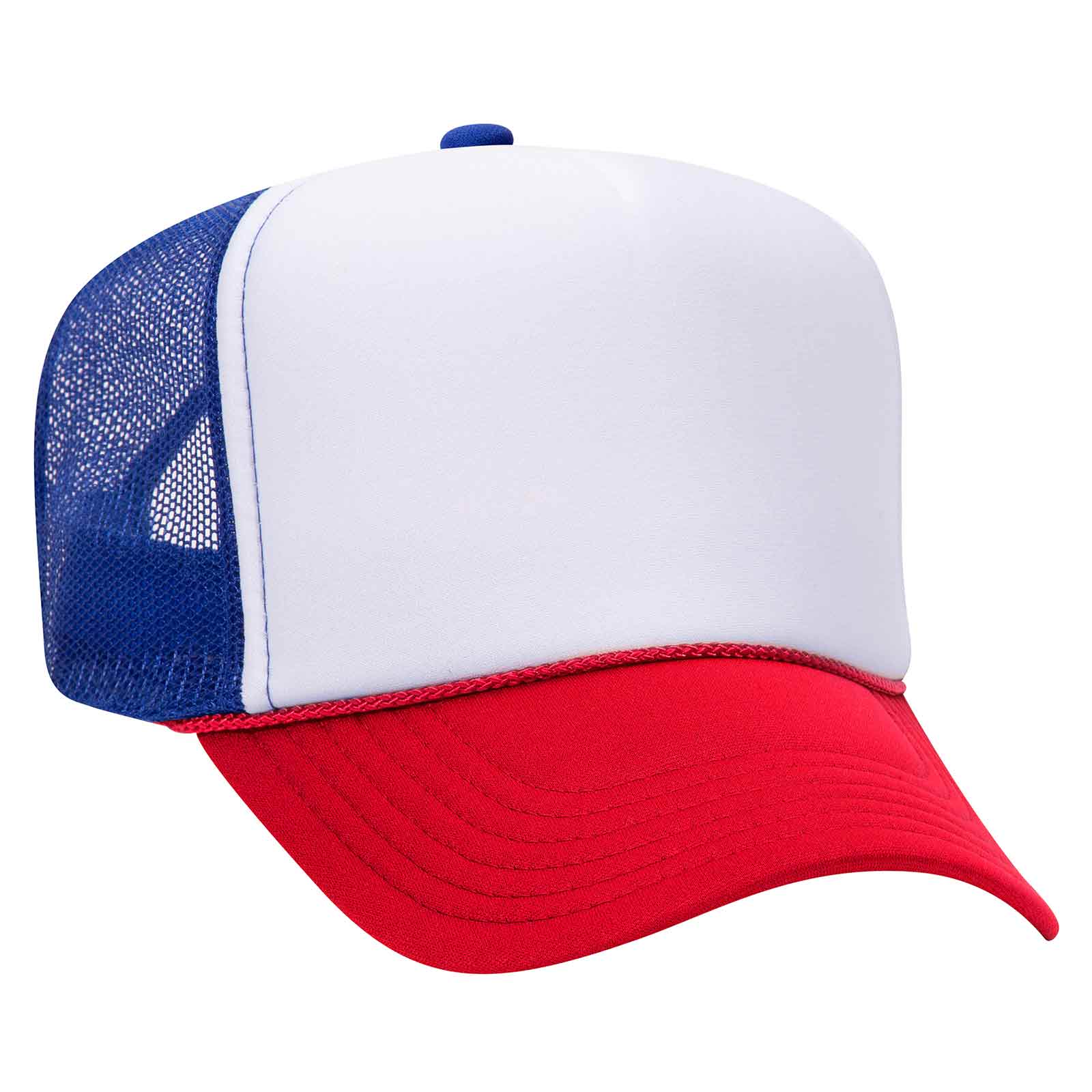 Otto 39-169 5 Panel High Crown Mesh Back Foam Trucker Hat, Polyester Foam Cap: Mrn/Wht/Mrn