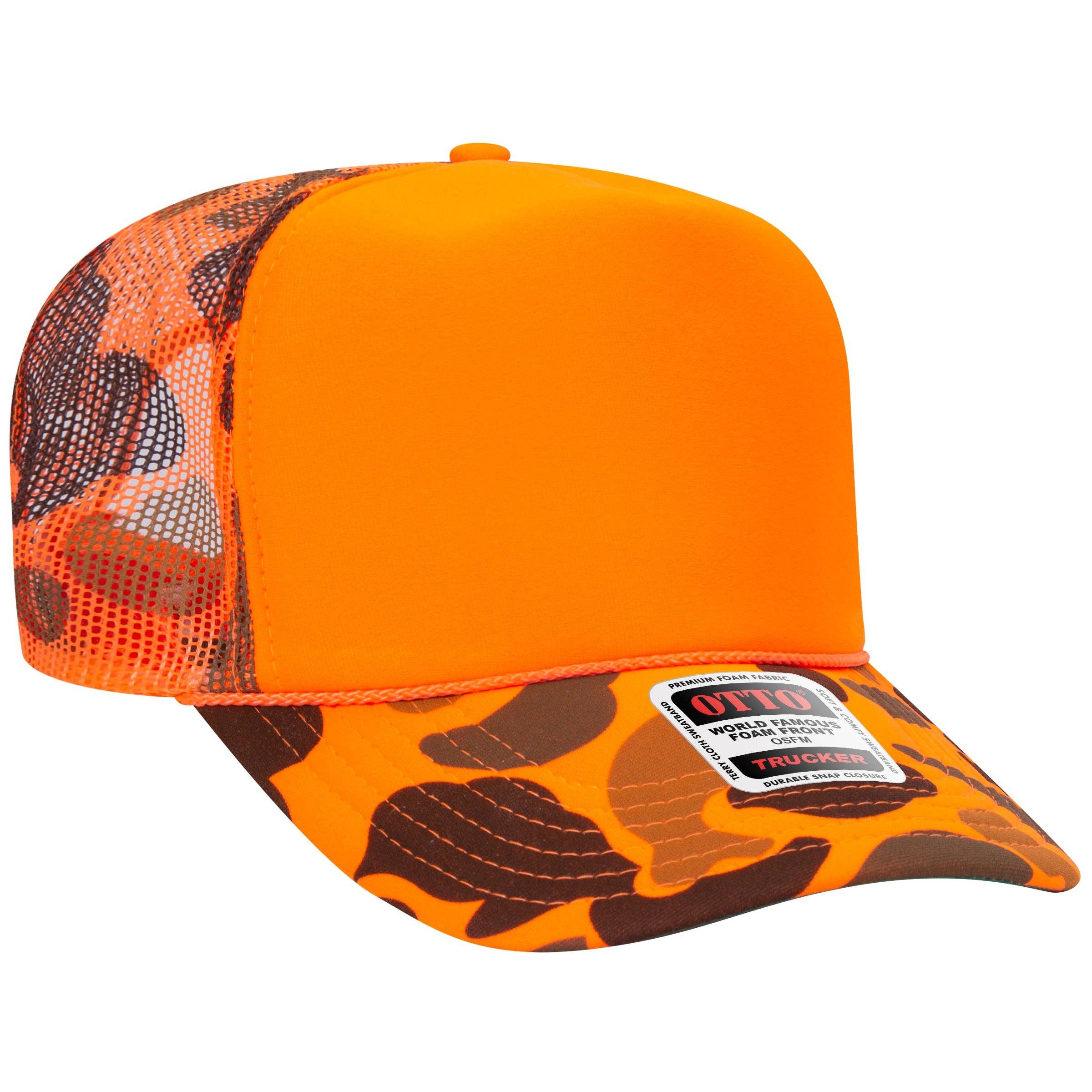 Otto 5-Panel High Crown Foam Trucker Hats, Mesh Back Cap - 39-165: 009CPA Camo