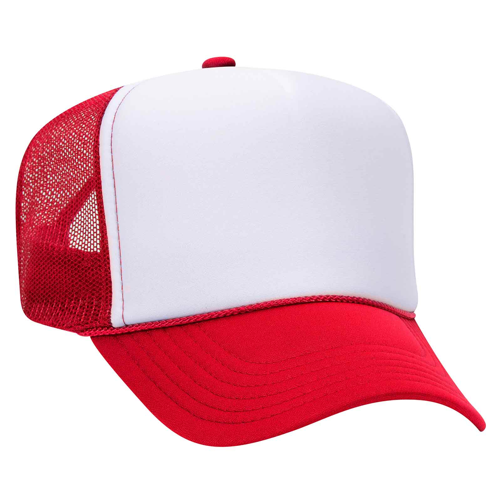 Otto 39-169 5 Panel High Crown Mesh Back Foam Trucker Hat, Polyester Foam Cap: Dk.Grn/Wht/Dk.Grn
