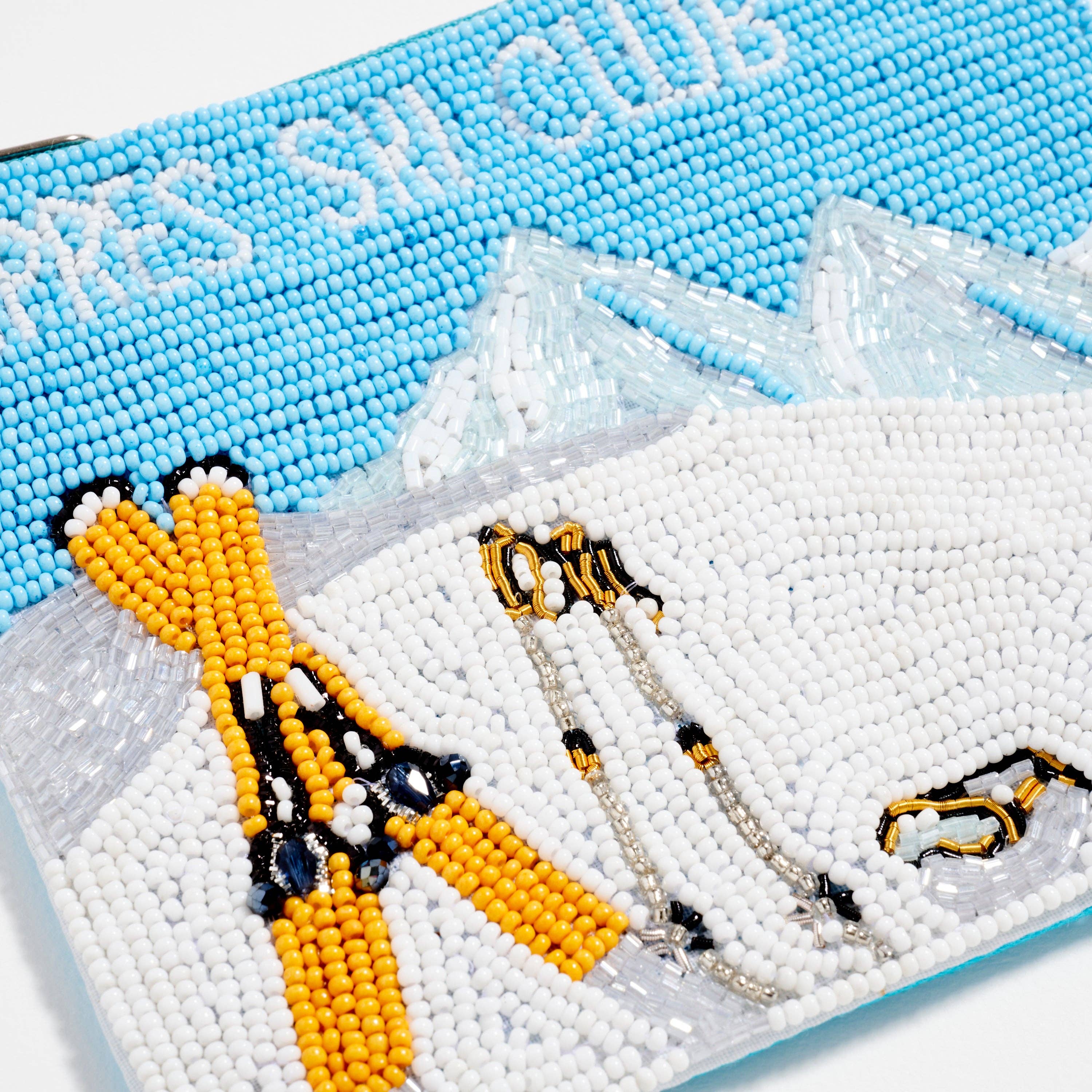 Seed Beaded Mountain Scene Coin Pouch | Après Ski Zip Pouch: MT / ONE