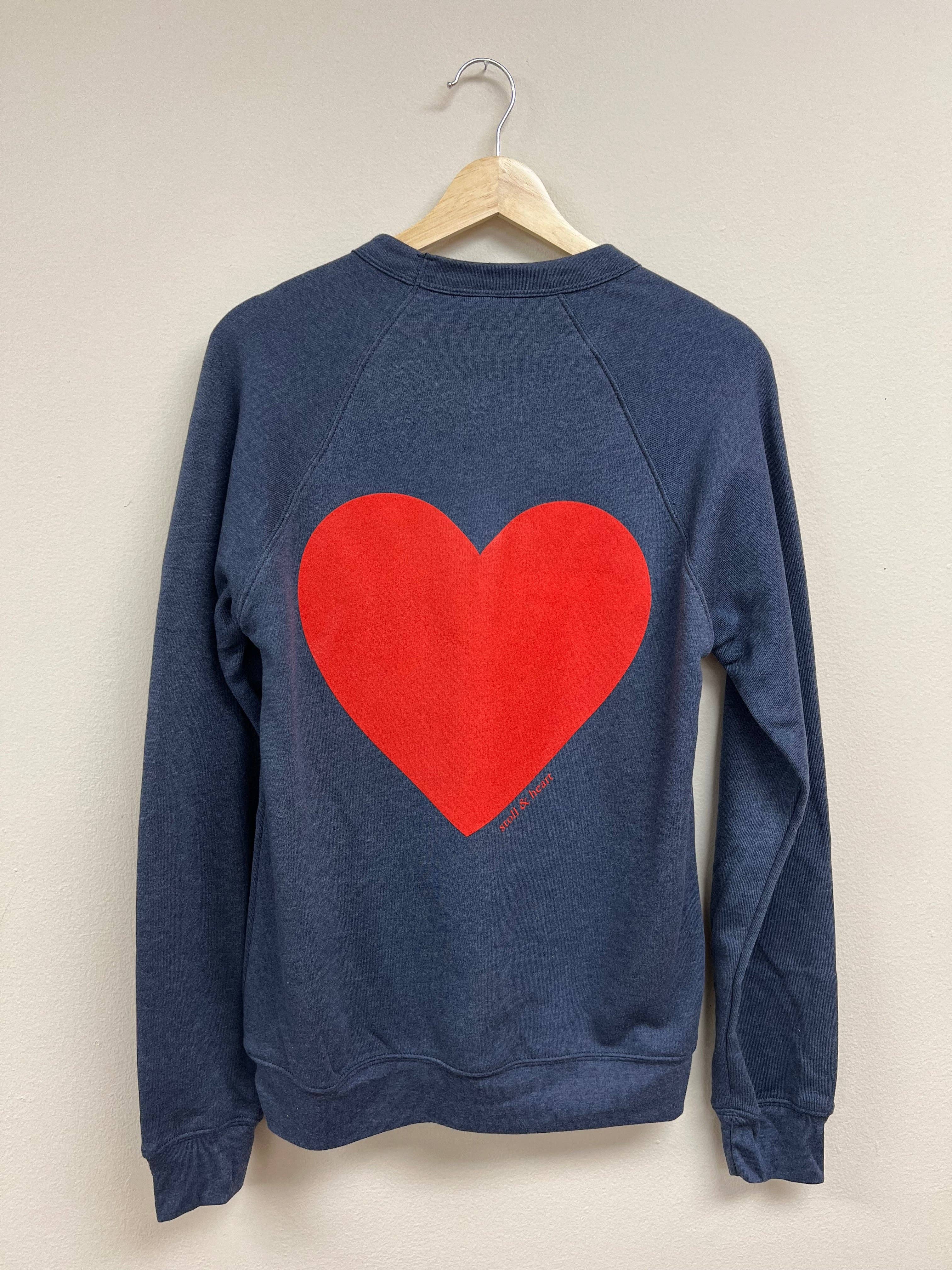 Share The Love Sweatshirt - Navy w/Red Heart: L