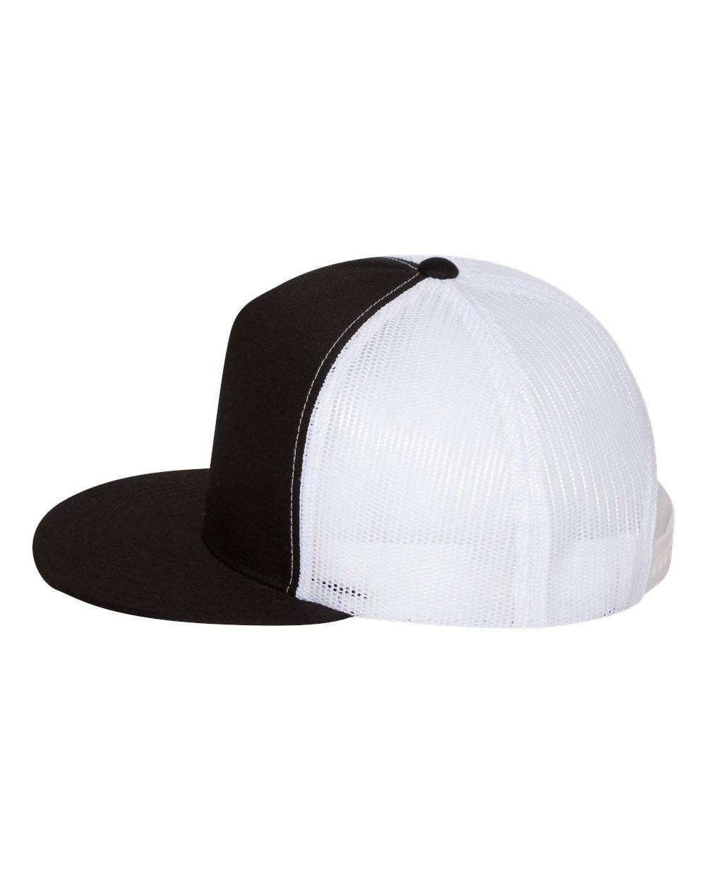 YP Classics®, Yupoong 6006 - Flat Bill Trucker Cap - 6006: Black/White/Black