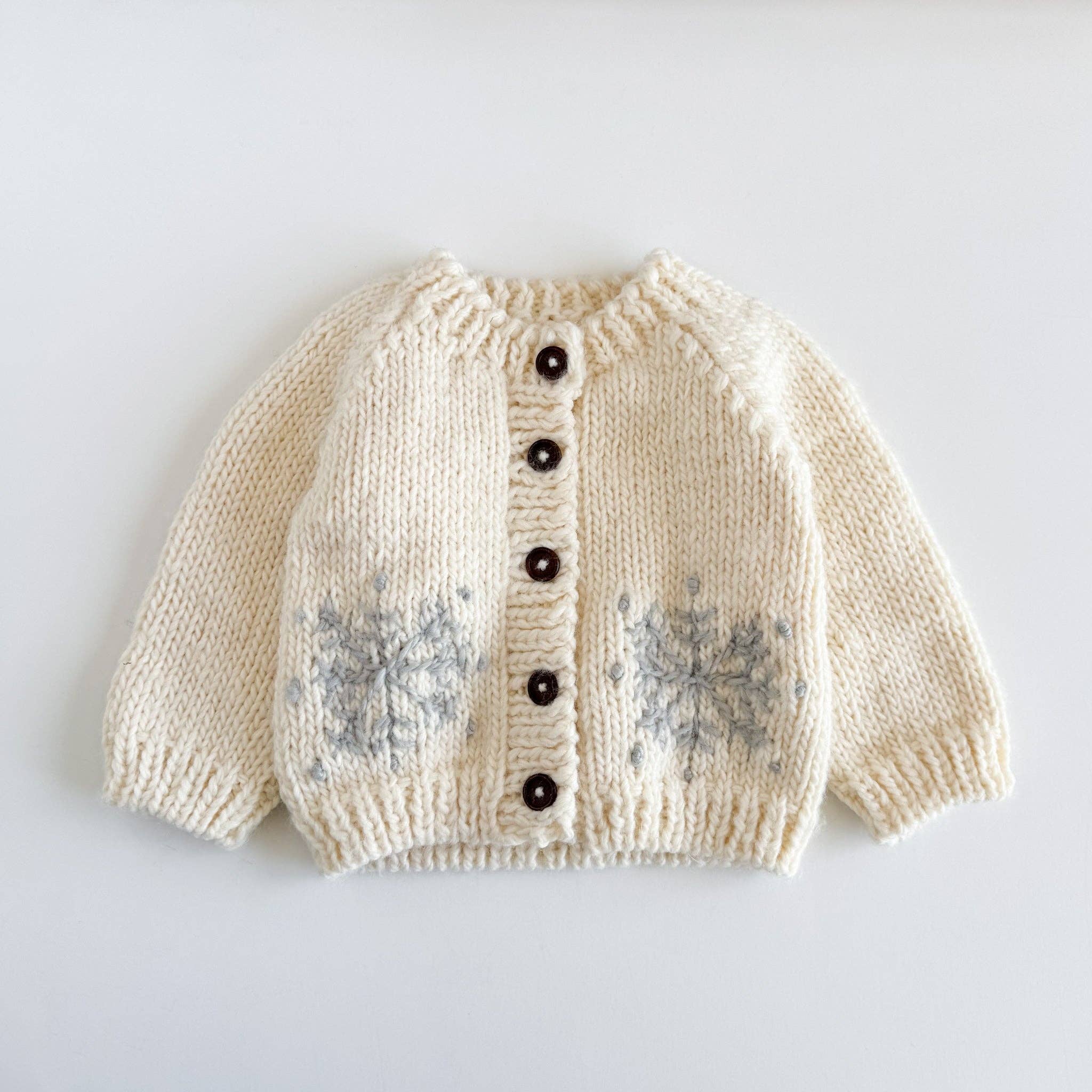 Snowflake Cardigan Baby Kid Winter Holiday Sweater Knit: S; 12-24M