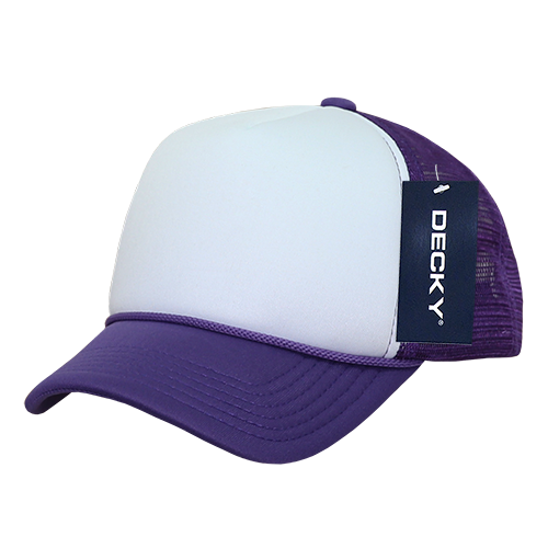 Decky 7010 - Kids, Youth Trucker Foam Hats, Mesh Back - 7010: Purple/White