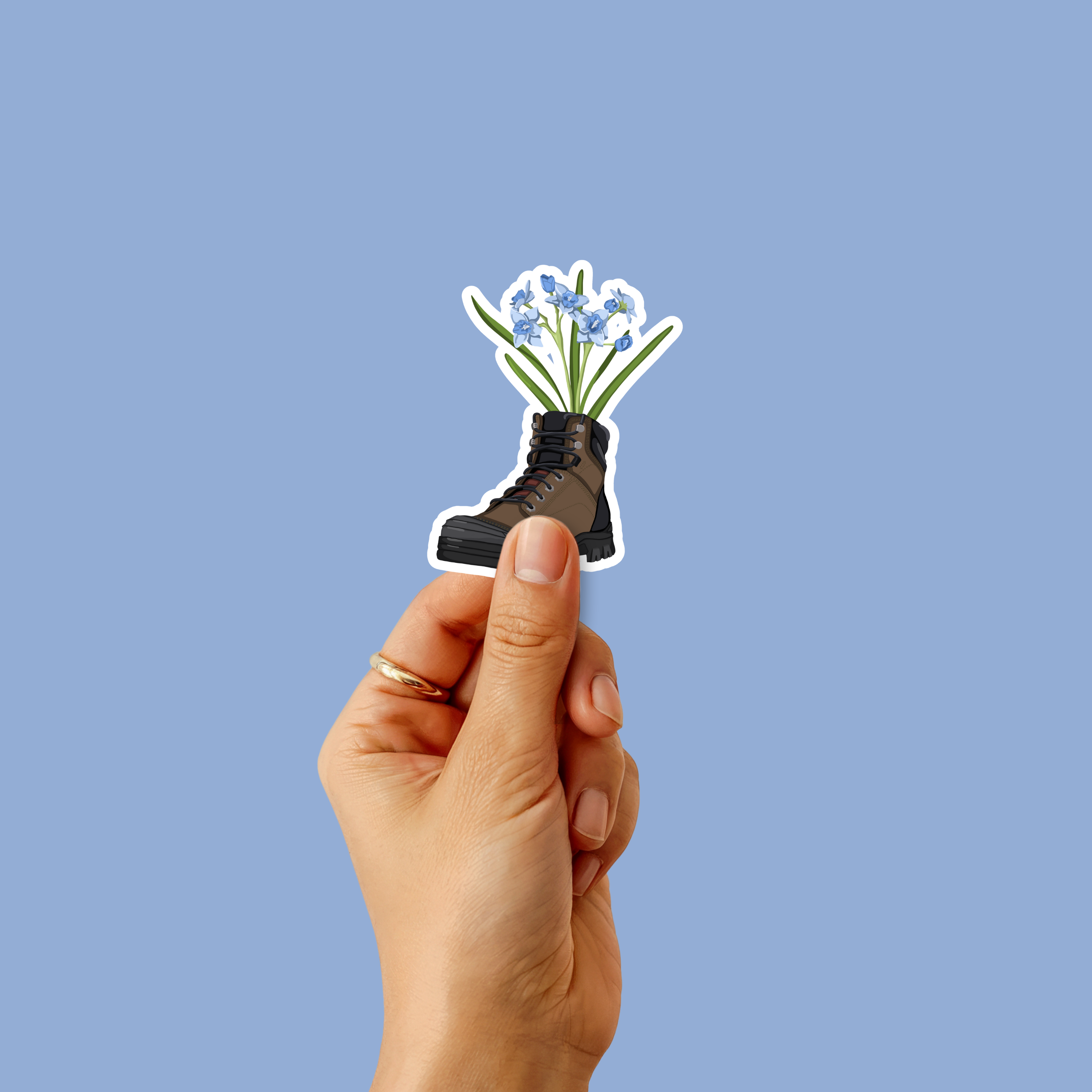 Hiking Boot Flower Sticker