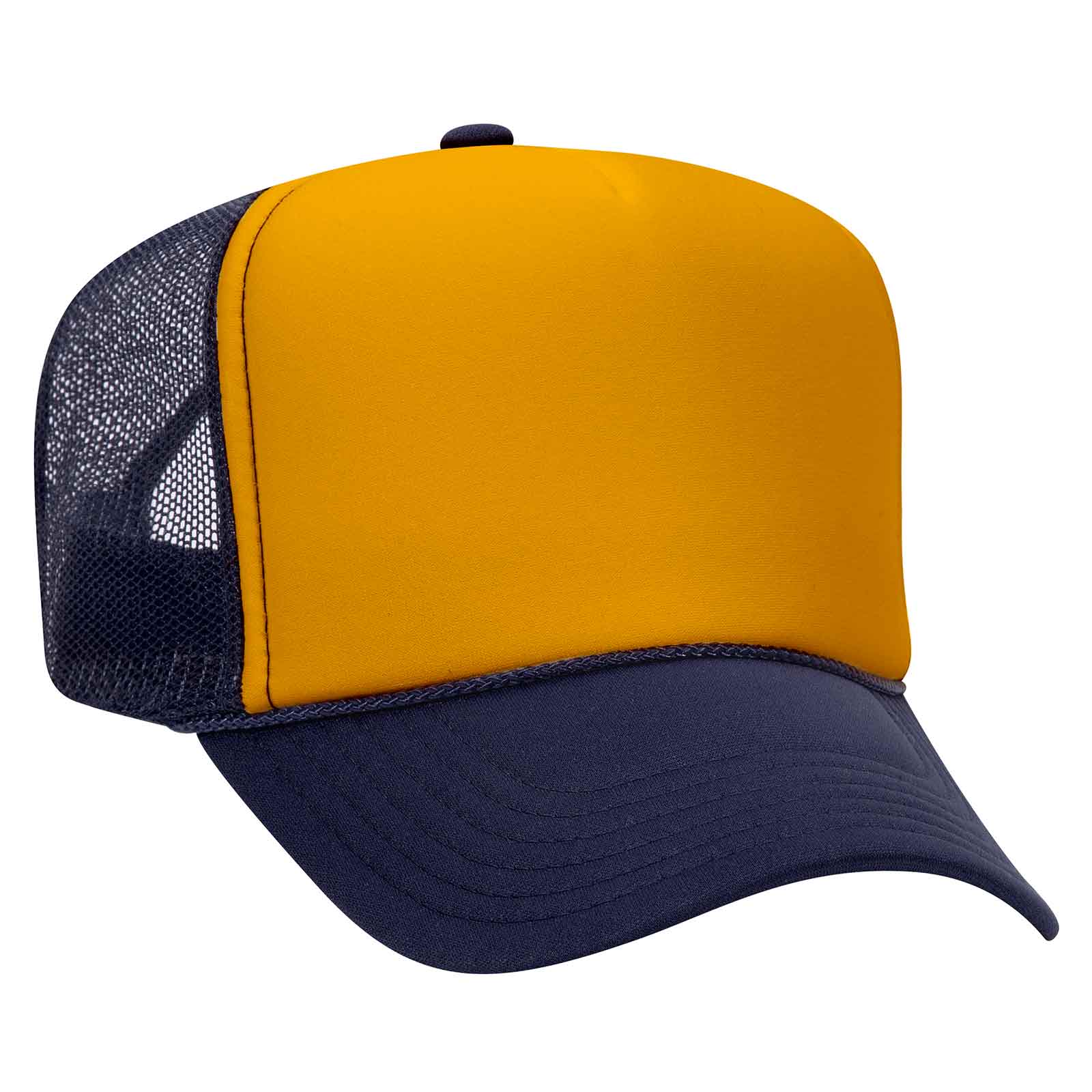 Otto 39-169 5 Panel High Crown Mesh Back Foam Trucker Hat, Polyester Foam Cap: Dk.Grn/Wht/Dk.Grn