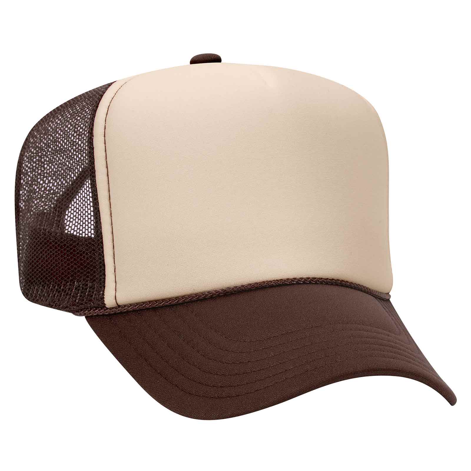 Otto 39-169 5 Panel High Crown Mesh Back Foam Trucker Hat, Polyester Foam Cap: Dk.Grn/Wht/Dk.Grn