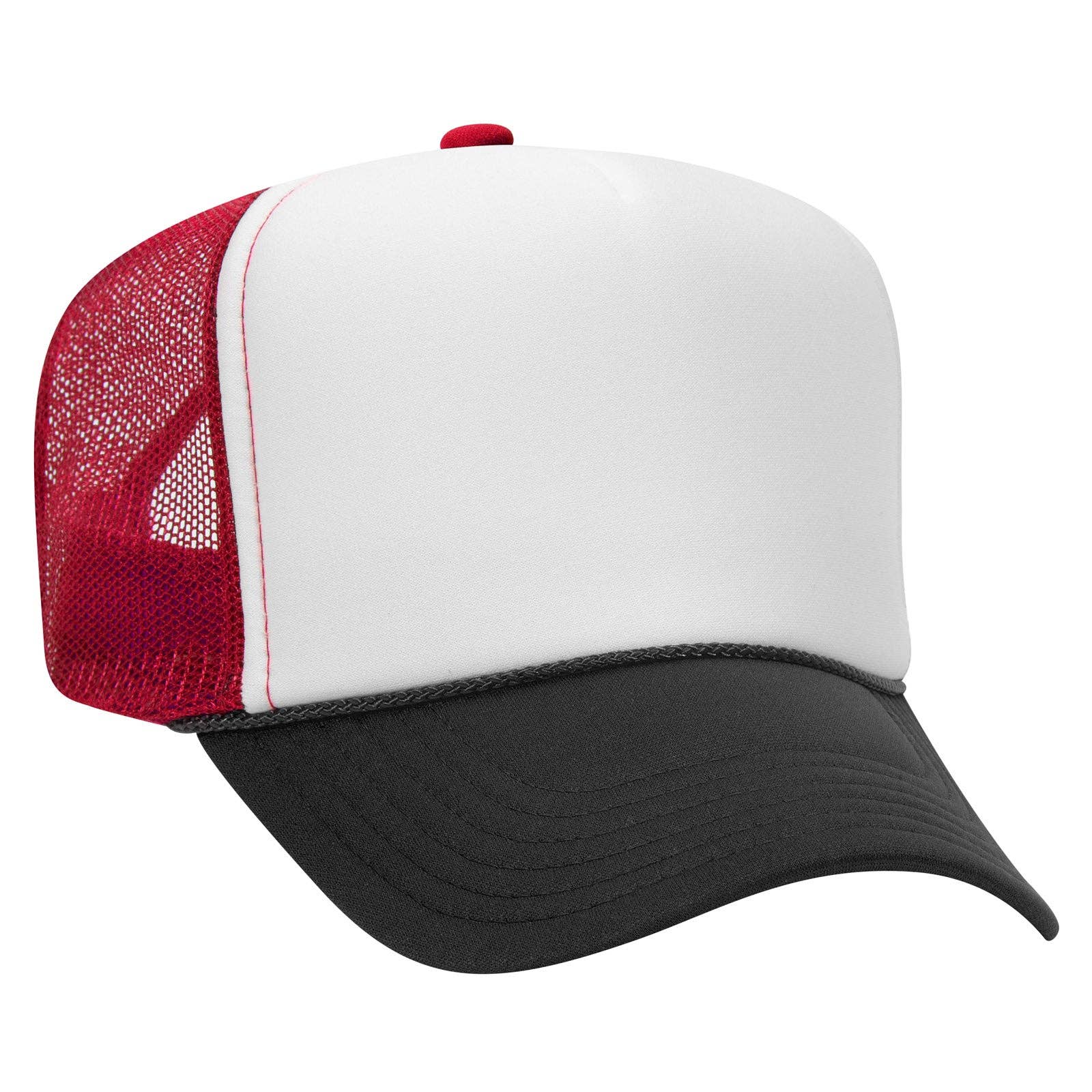 Otto 39-169 5 Panel High Crown Mesh Back Foam Trucker Hat, Polyester Foam Cap: Mrn/Wht/Mrn