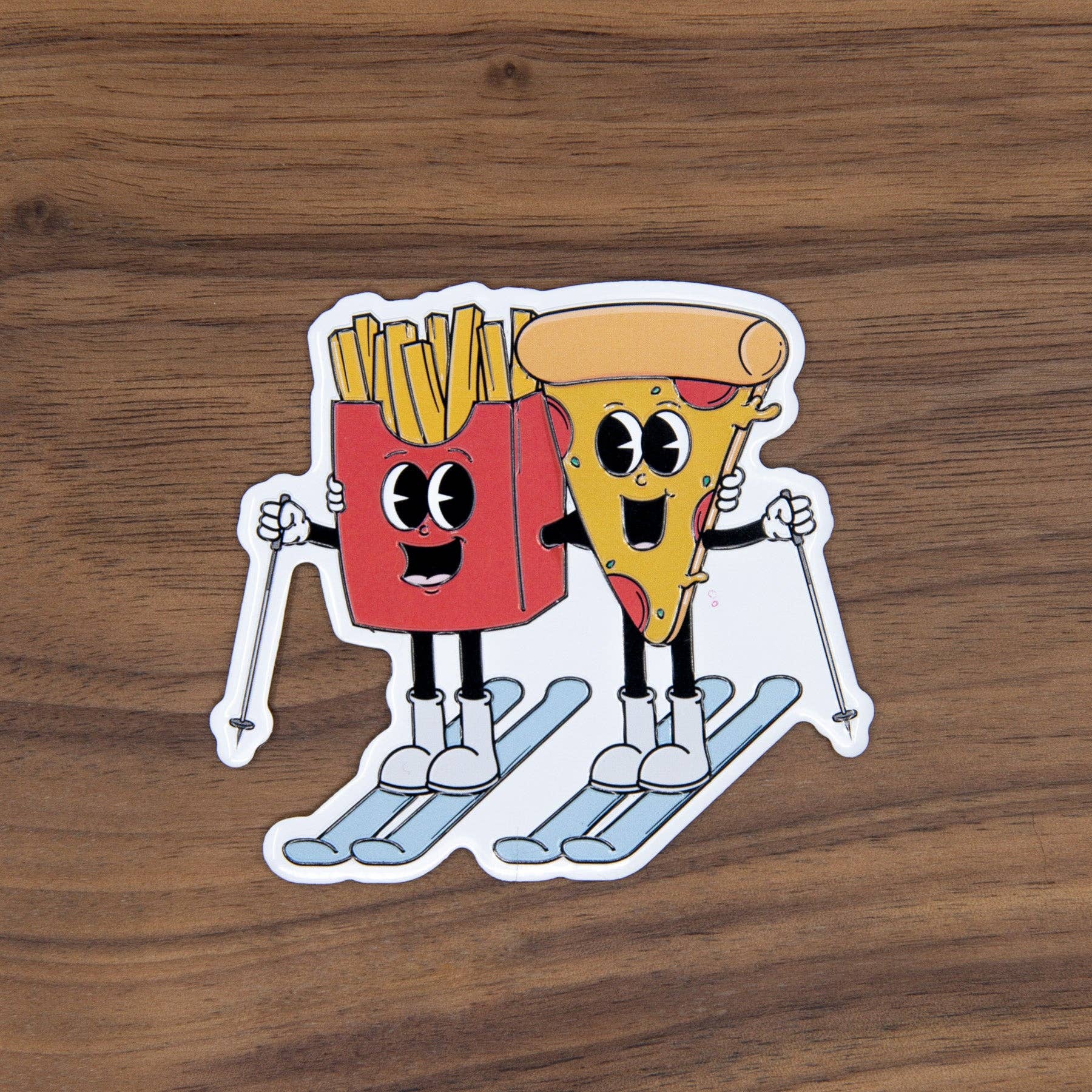 Pizza + French Fry - Funny Ski Magnet