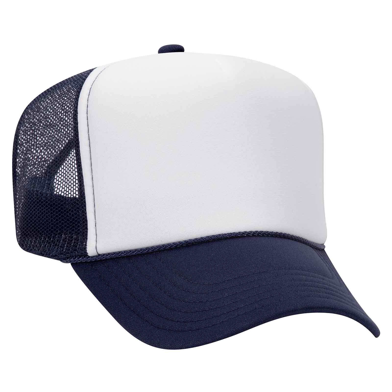 Otto 39-169 5 Panel High Crown Mesh Back Foam Trucker Hat, Polyester Foam Cap: Dk.Grn/Wht/Dk.Grn