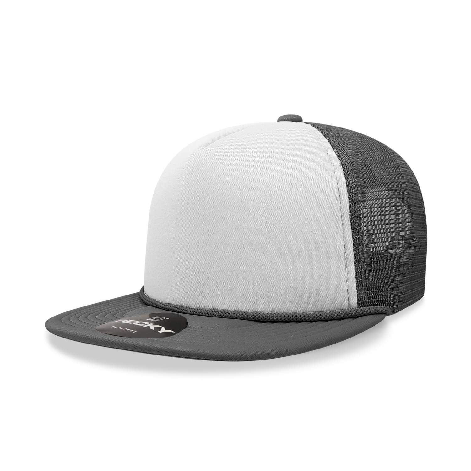 Decky 224 Blank 2-Tone Flat Bill Foam Trucker Hat: Orange