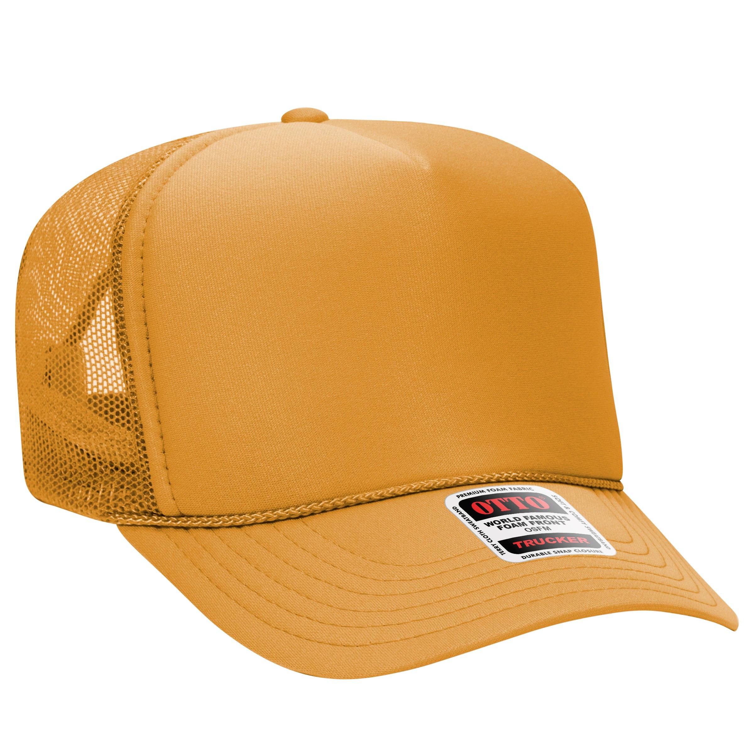 Otto 5-Panel High Crown Foam Trucker Hats, Mesh Back Cap - 39-165: Red/Wht/Ryl
