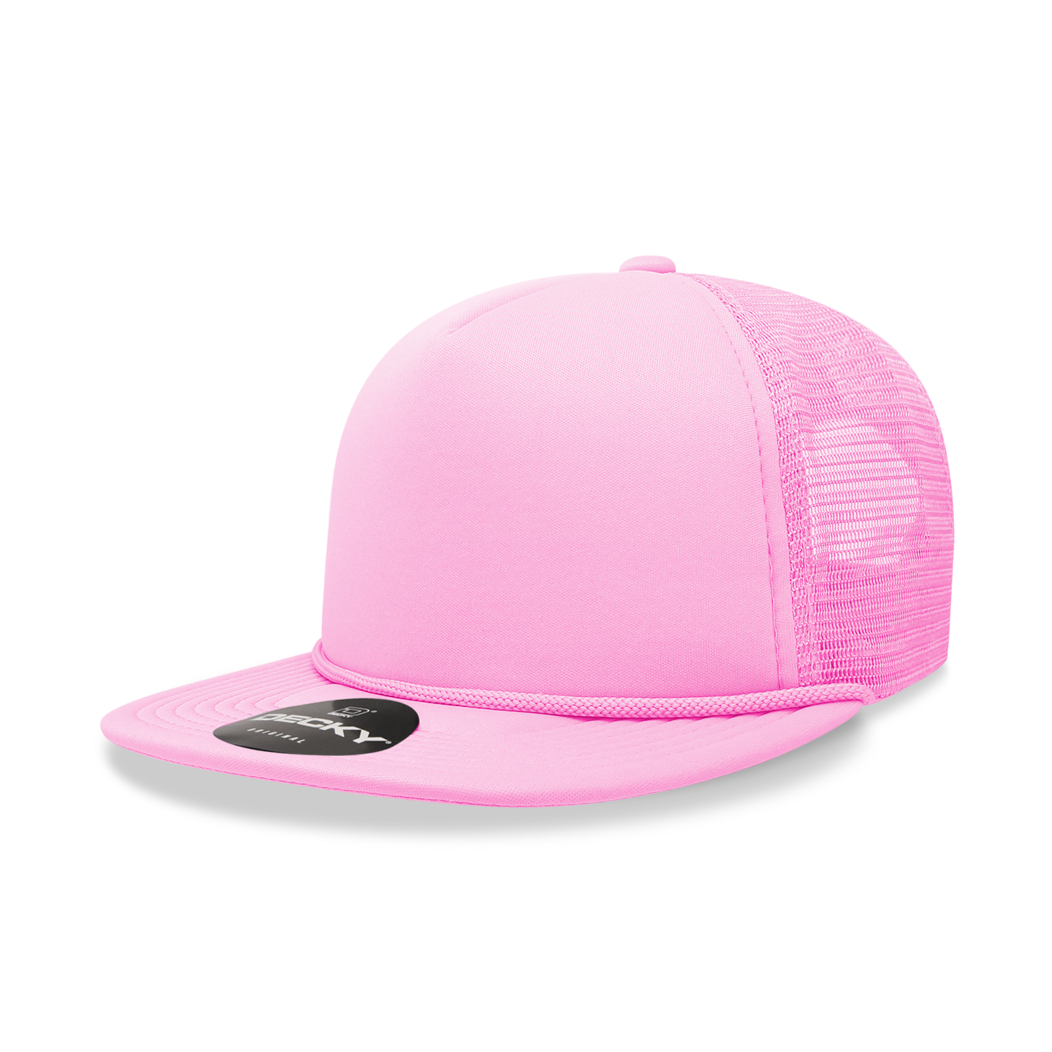 Decky 223 Blank Solid Color, Flat Bill Foam Trucker Hat: Cardinal