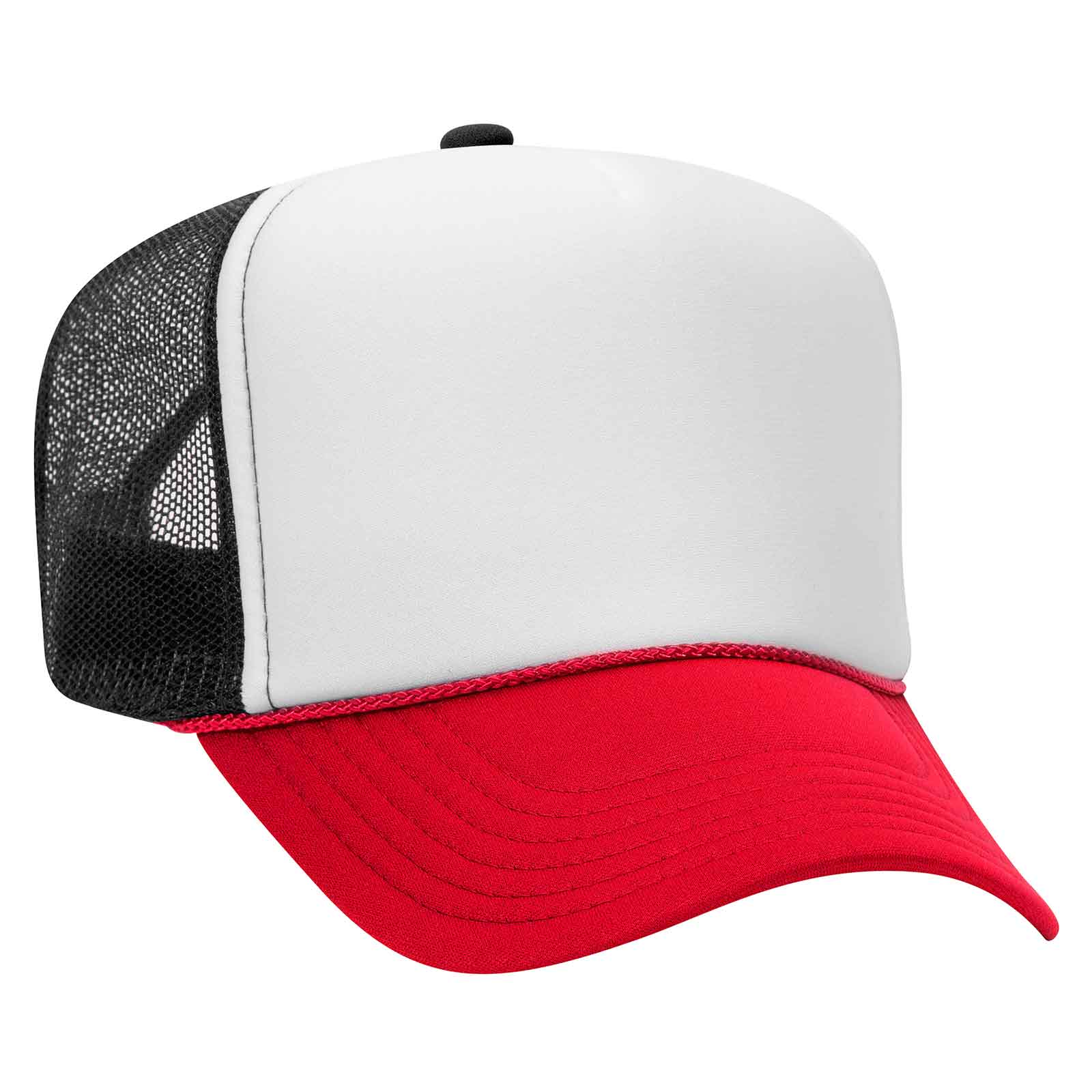 Otto 39-169 5 Panel High Crown Mesh Back Foam Trucker Hat, Polyester Foam Cap: Dk.Grn/Wht/Dk.Grn