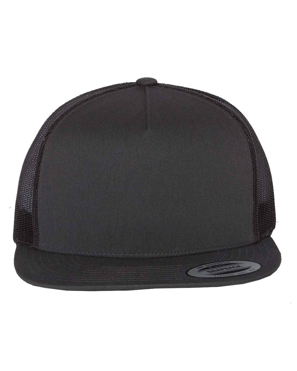 YP Classics®, Yupoong 6006 - Flat Bill Trucker Cap - 6006: Black/White/Black