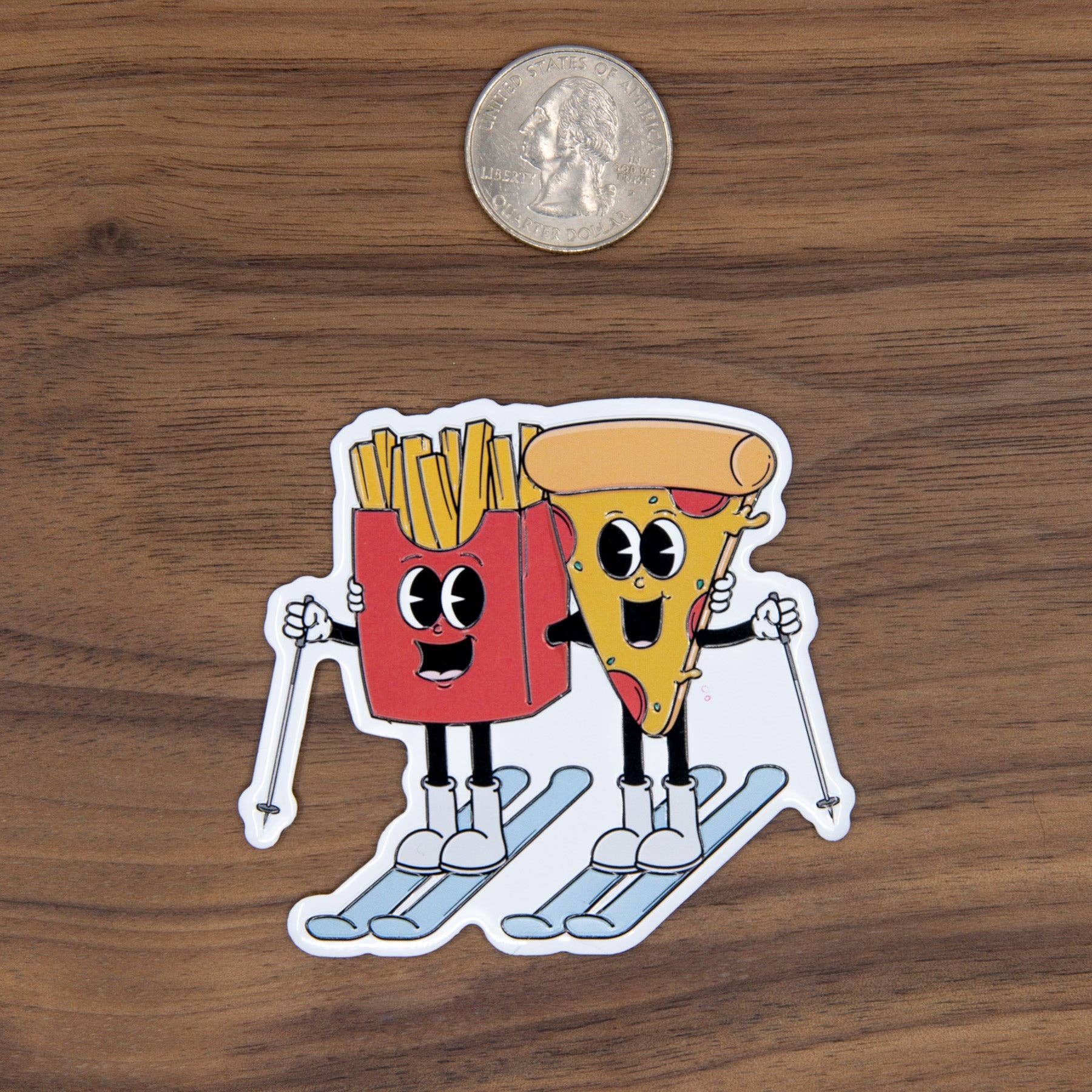 Pizza + French Fry - Funny Ski Magnet