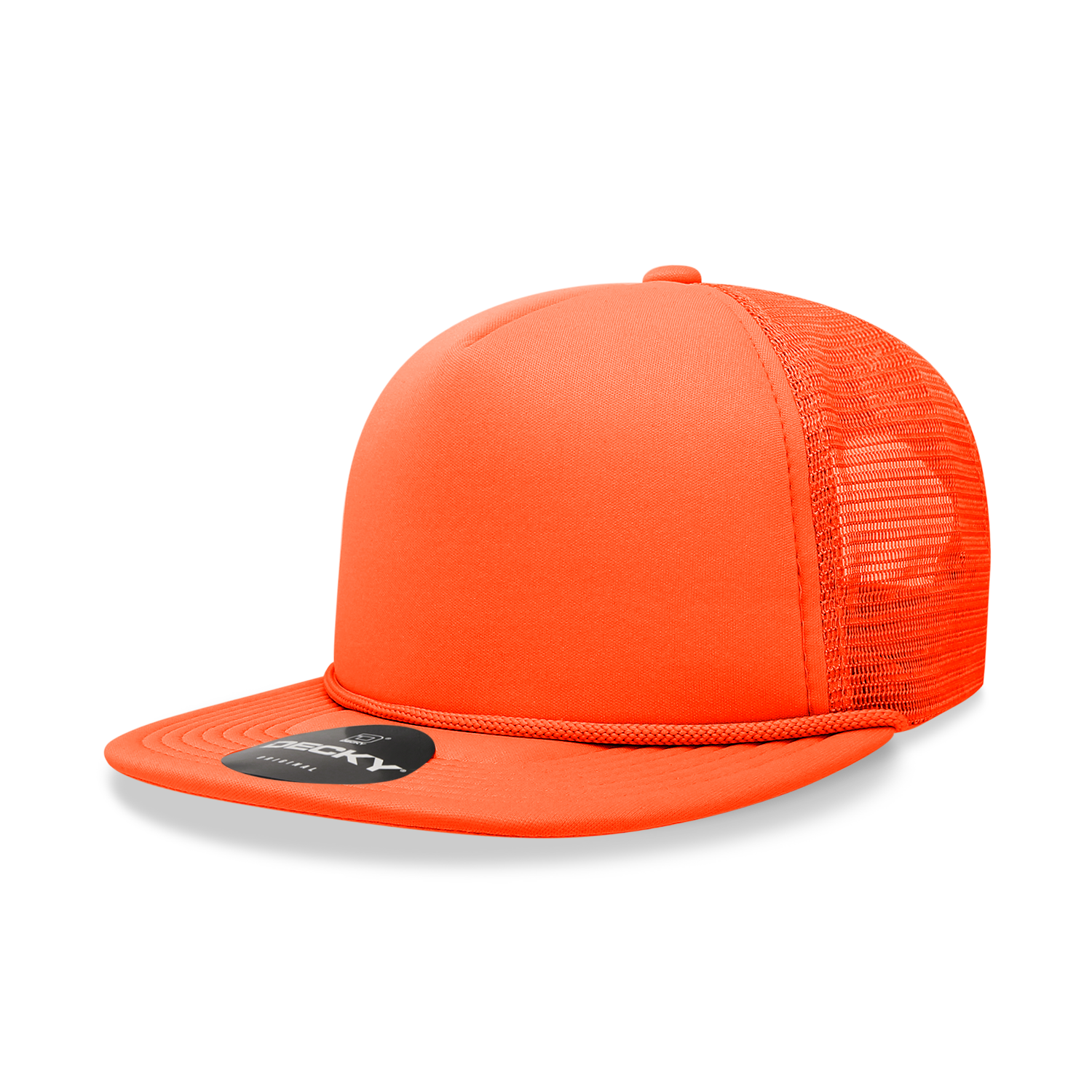 Decky 223 Blank Solid Color, Flat Bill Foam Trucker Hat: Cardinal