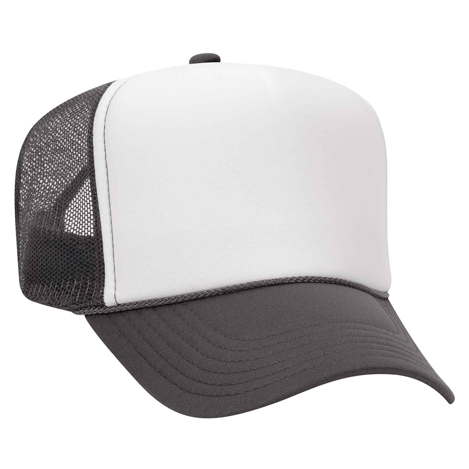 Otto 39-169 5 Panel High Crown Mesh Back Foam Trucker Hat, Polyester Foam Cap: Dk.Grn/Wht/Dk.Grn