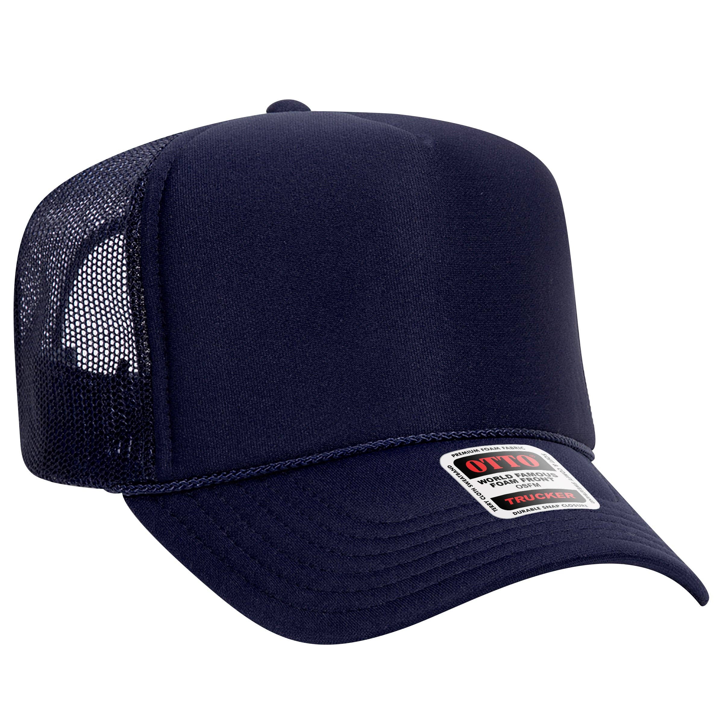 Otto 5-Panel High Crown Foam Trucker Hats, Mesh Back Cap - 39-165: Red/Wht/Ryl