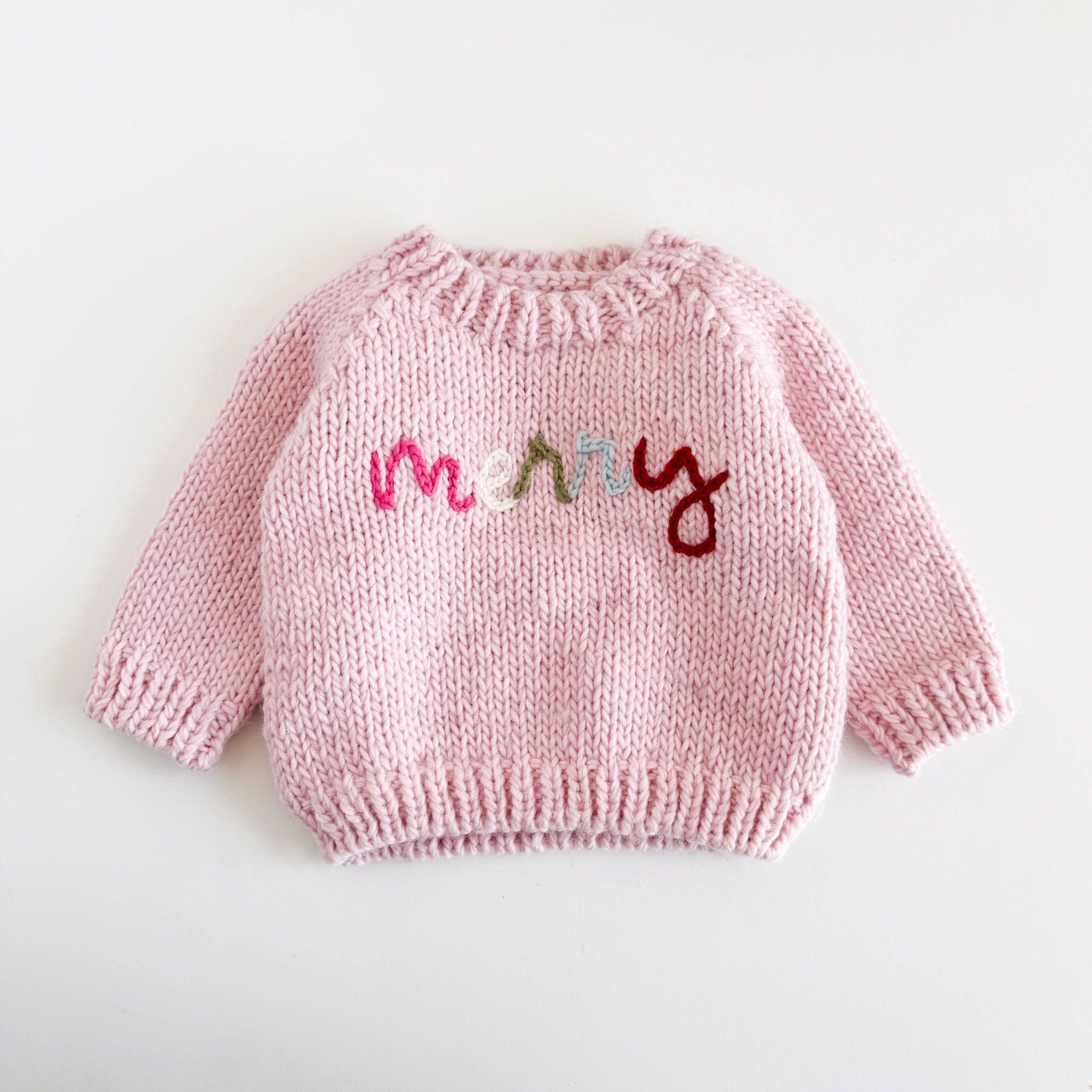 Merry Baby Sweater Pink Christmas Holiday Apparel Gift: M; 2-3Y