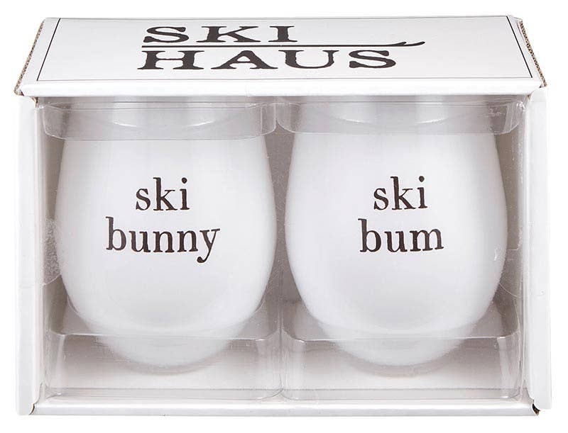 Face To Face Wine Glasses - Ski Bunny/Ski Bum - Set of 2