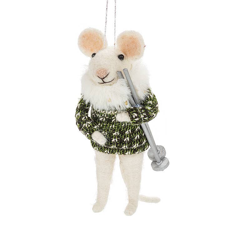 Winter Mouse Ornament-2 Assorted-5"H