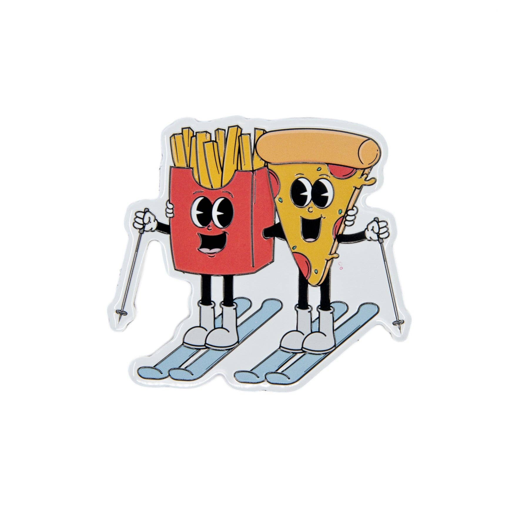 Pizza + French Fry - Funny Ski Magnet