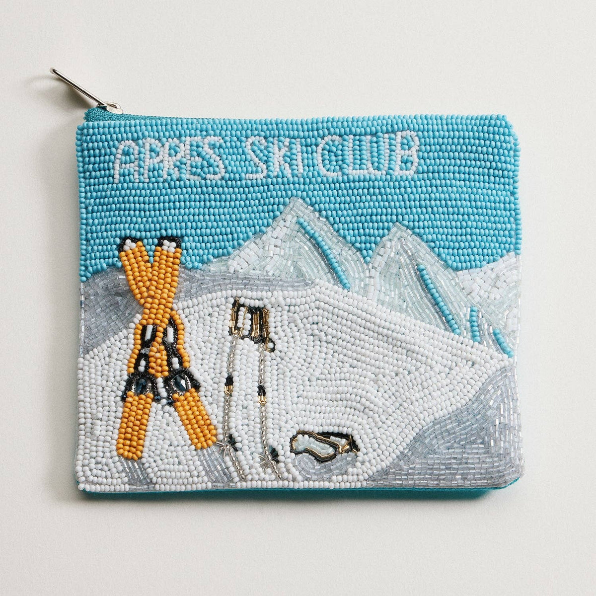 Seed Beaded Mountain Scene Coin Pouch | Après Ski Zip Pouch: MT / ONE
