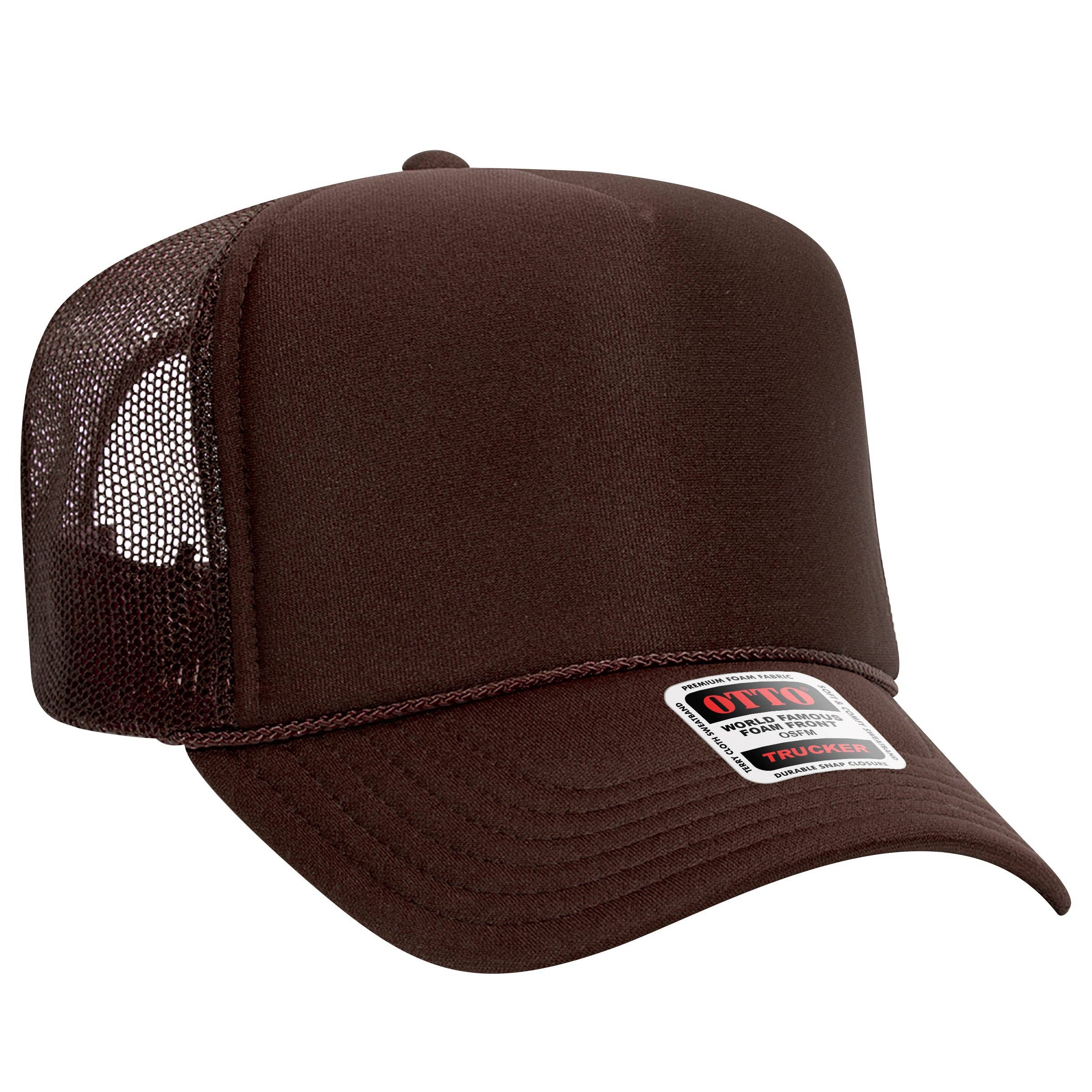 Otto 5-Panel High Crown Foam Trucker Hats, Mesh Back Cap - 39-165: Red/Wht/Ryl