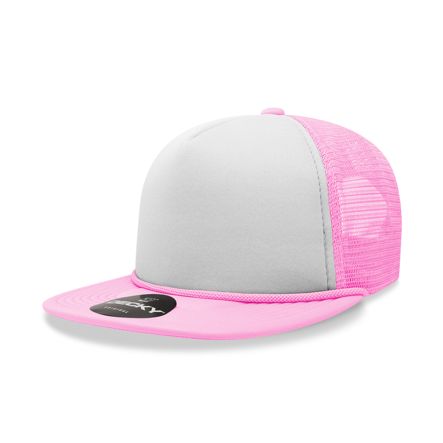Decky 224 Blank 2-Tone Flat Bill Foam Trucker Hat: Orange