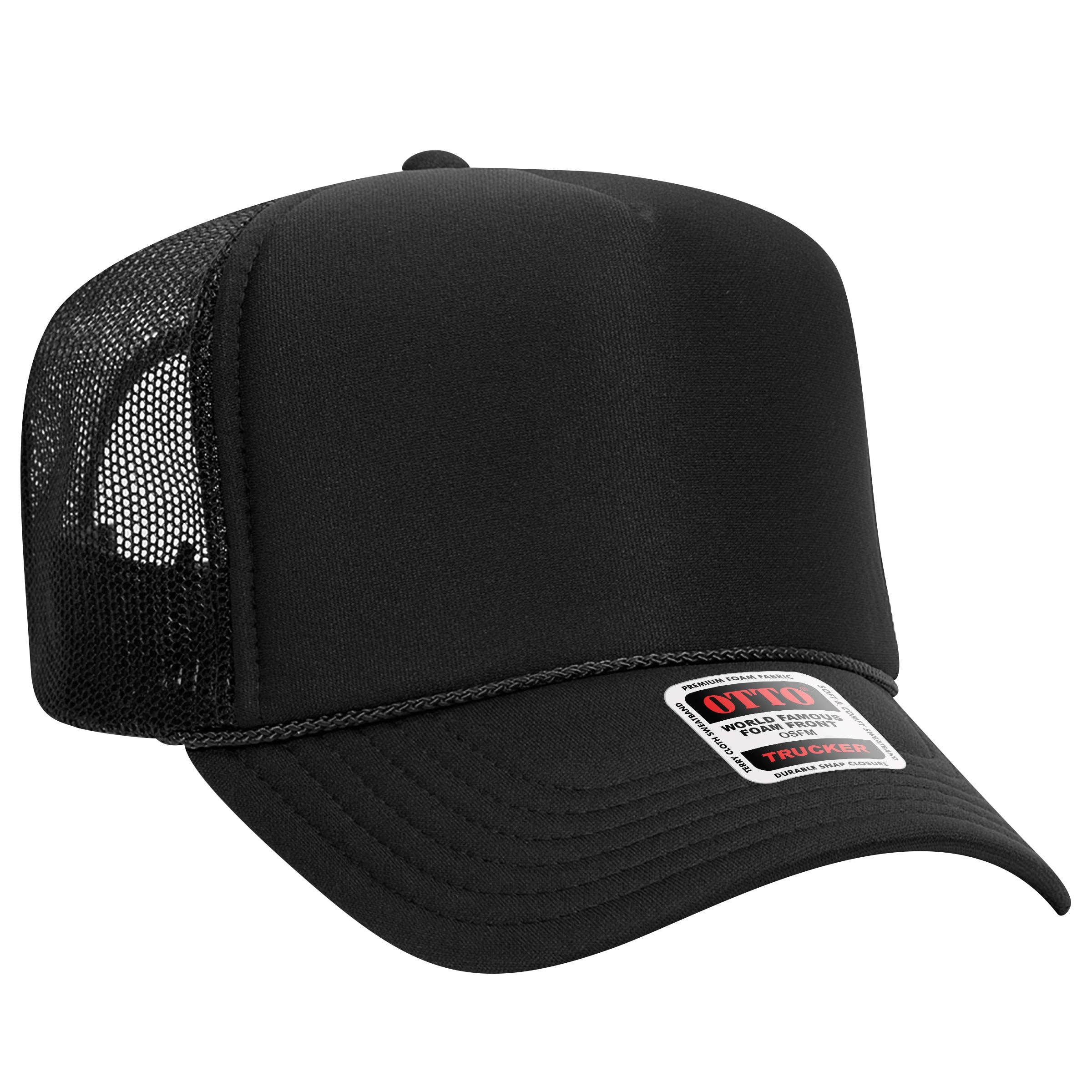 Otto 5-Panel High Crown Foam Trucker Hats, Mesh Back Cap - 39-165: Red/Wht/Ryl