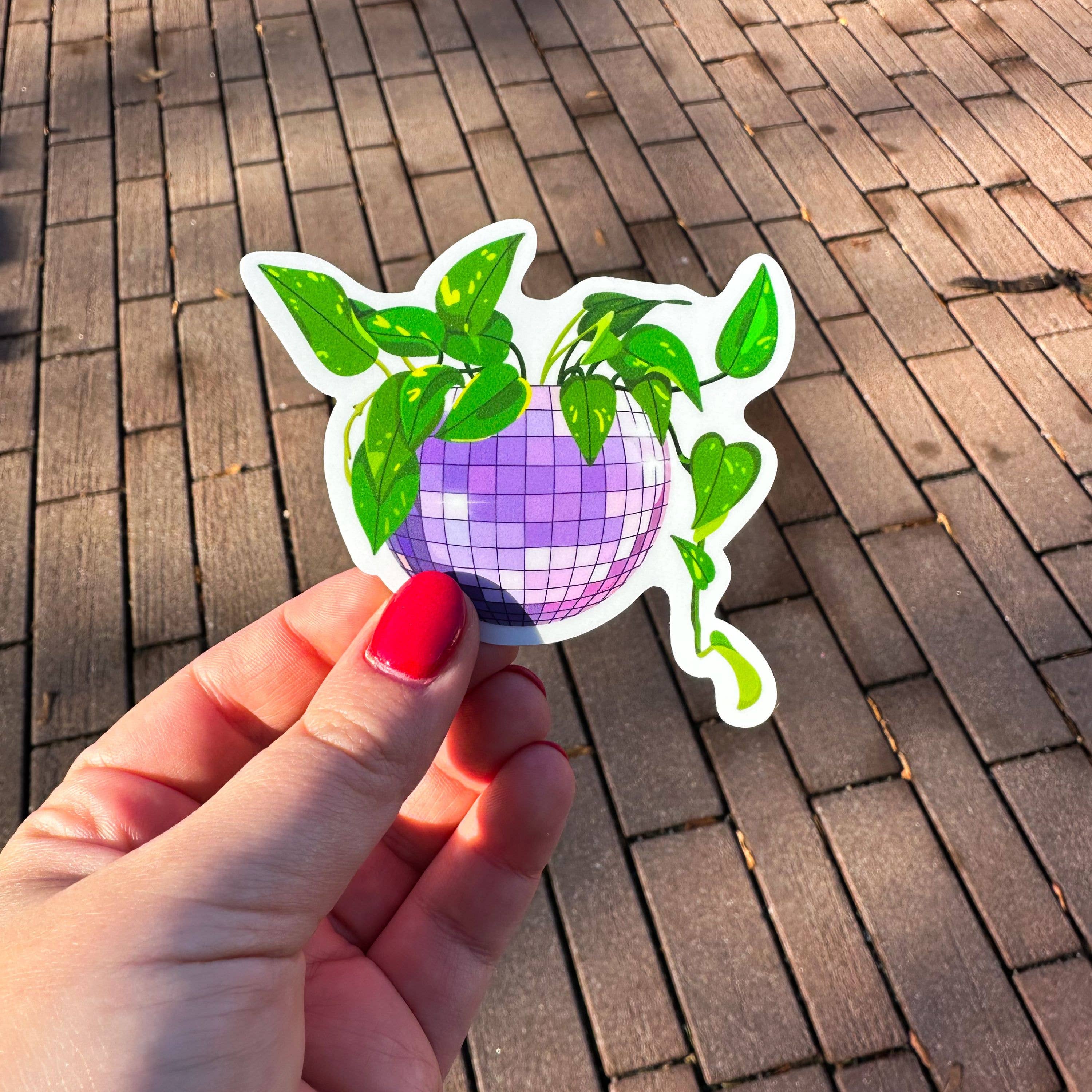 Disco Ball Plant Sticker | Golden Pothos Sticker