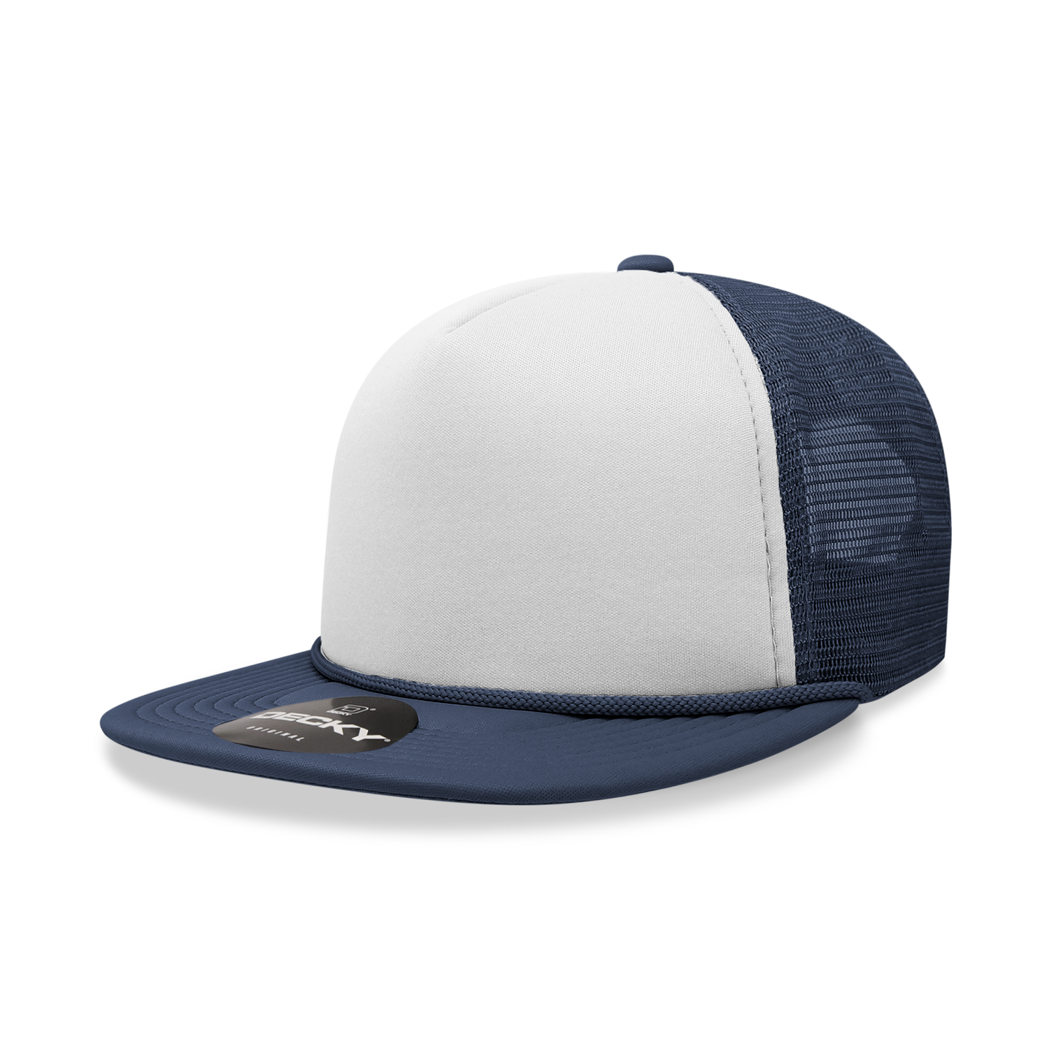 Decky 224 Blank 2-Tone Flat Bill Foam Trucker Hat: Orange