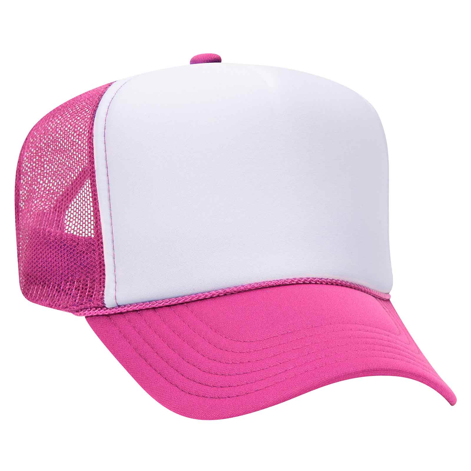 Otto 39-169 5 Panel High Crown Mesh Back Foam Trucker Hat, Polyester Foam Cap: Dk.Grn/Wht/Dk.Grn